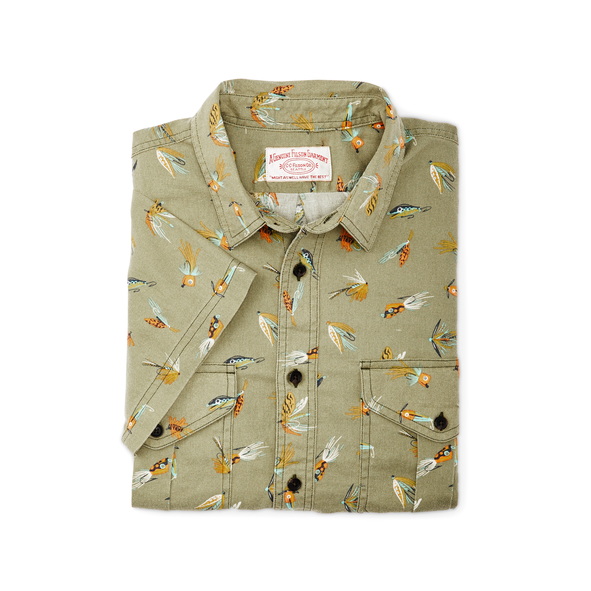 Alternate view of the Filson Short Sleeve Lightweight Alaskan Guide Shirt  - Lures Olive