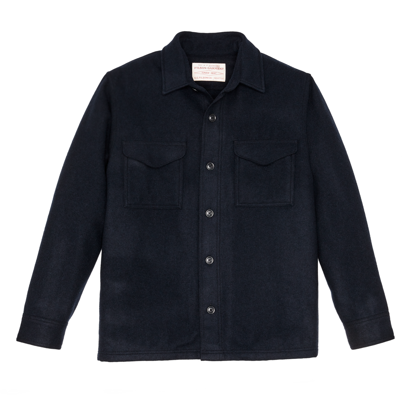 Front-facing image of the Filson Wool Jac-shirt - Navy