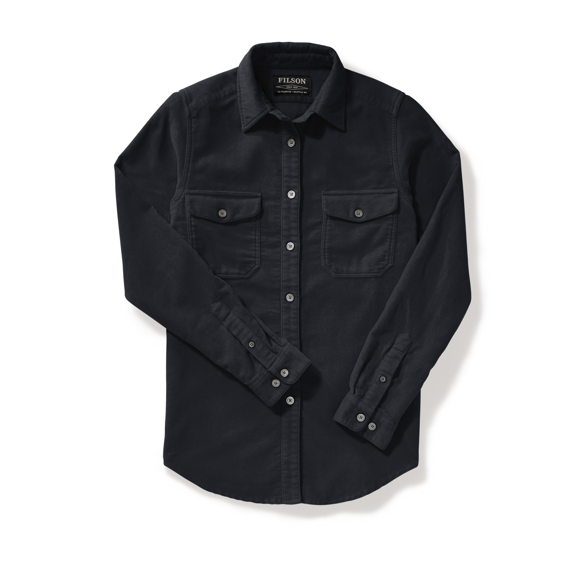 Front-facing image of the Filson Women's Moleskin Shirt - Dark Navy