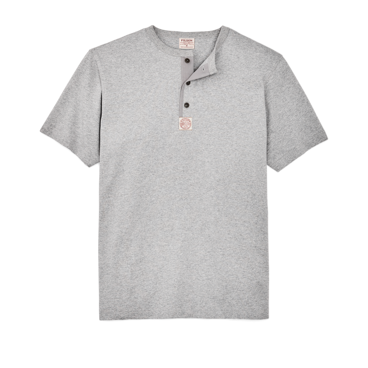 Front-facing image of the Filson Frontier Henley T-shirt - Heather Gray