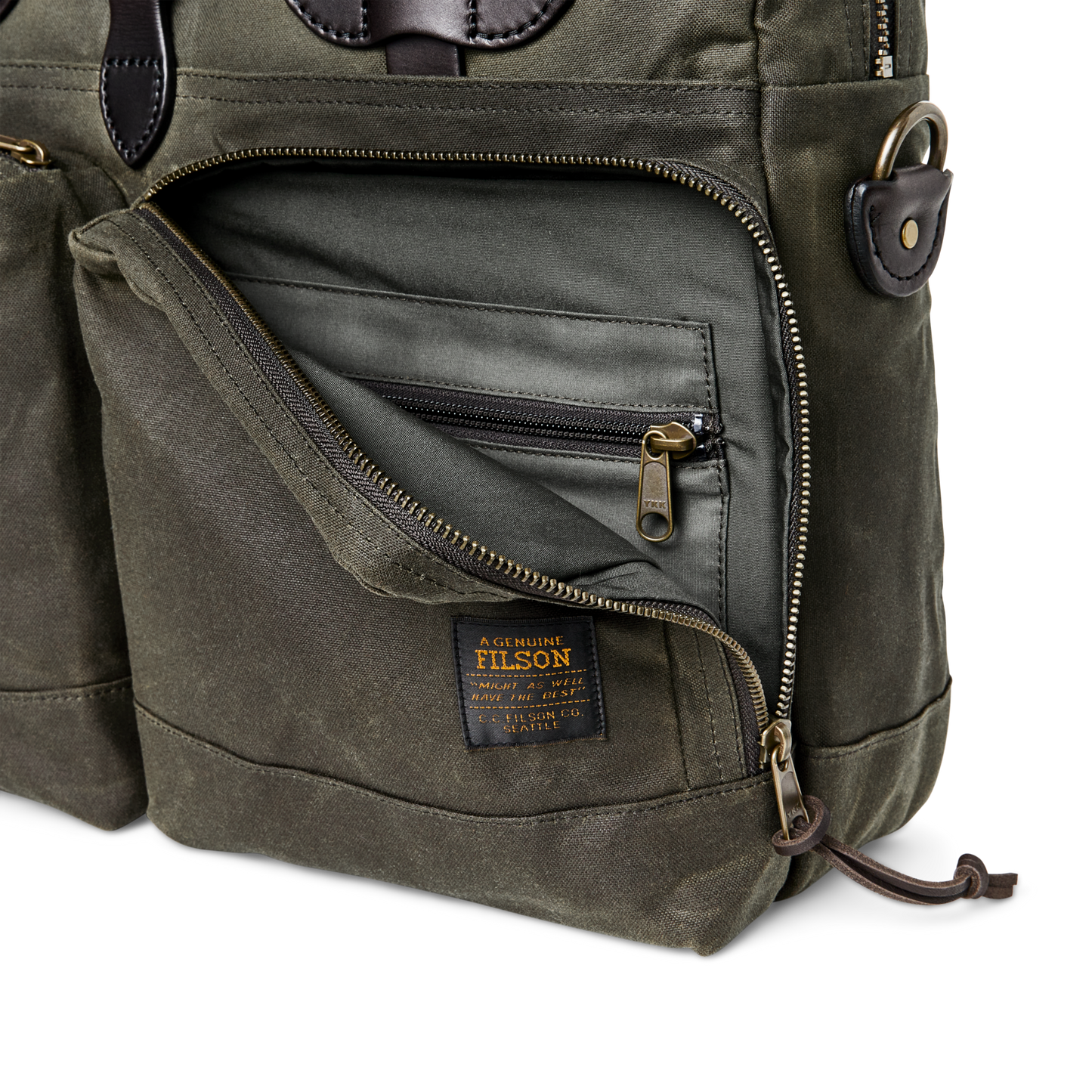 Alternate view of the Filson 24 Hour Tin Cloth Briefcase - Otter Green