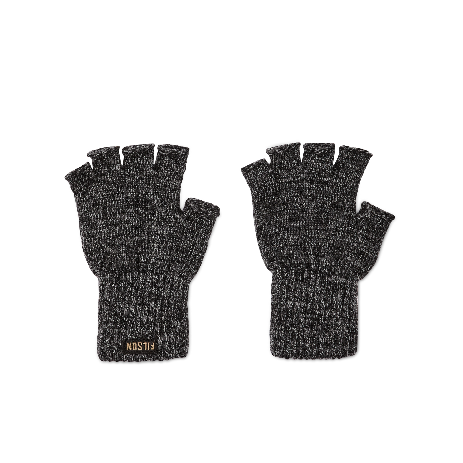 Front-facing image of the Filson Fingerless Knit Gloves - Charcoal