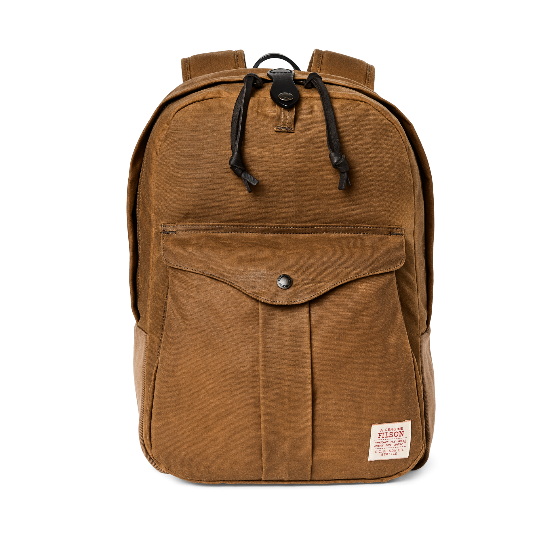 Front-facing image of the Filson Journeyman Backpack - Tan