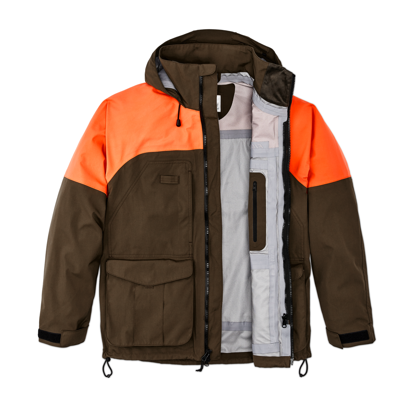 Alternate view of the Filson 3-layer Field Jacket - Dark Tan / Blaze Orange