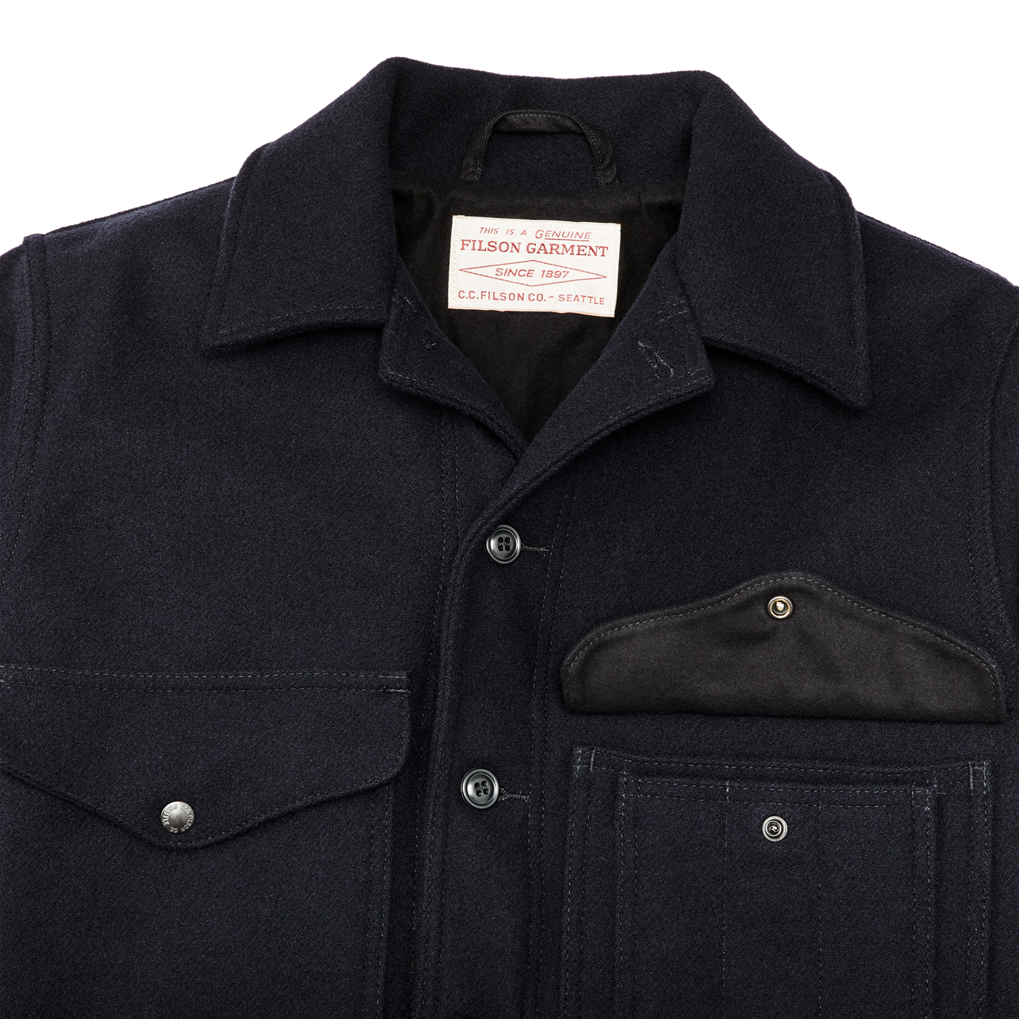 Alternate view of the Filson Long Mackinaw Wool Cruiser - Dark Navy