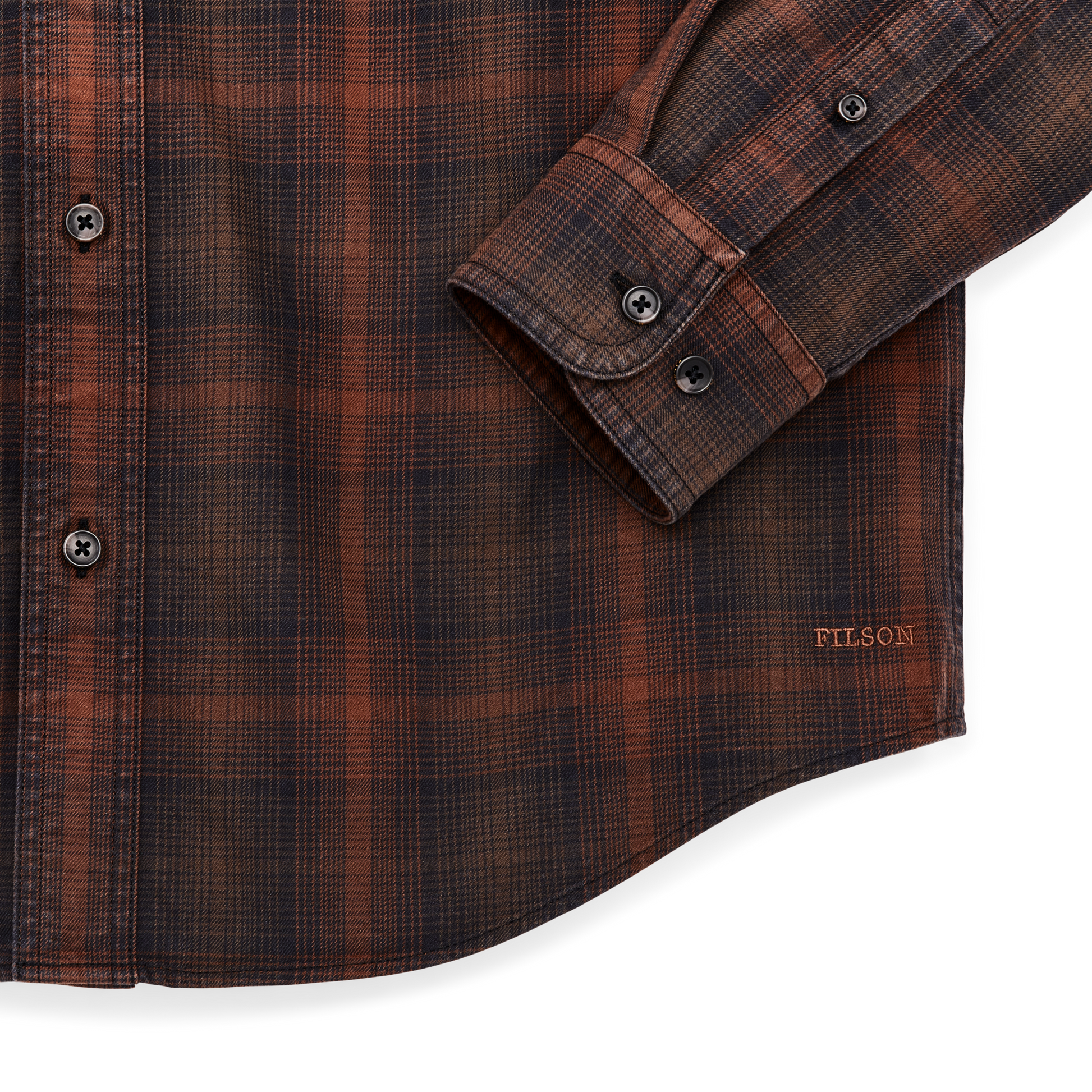 Alternate view of the Filson Lightweight Alaskan Guide Shirt - Rust / Brown / Blue Ombre