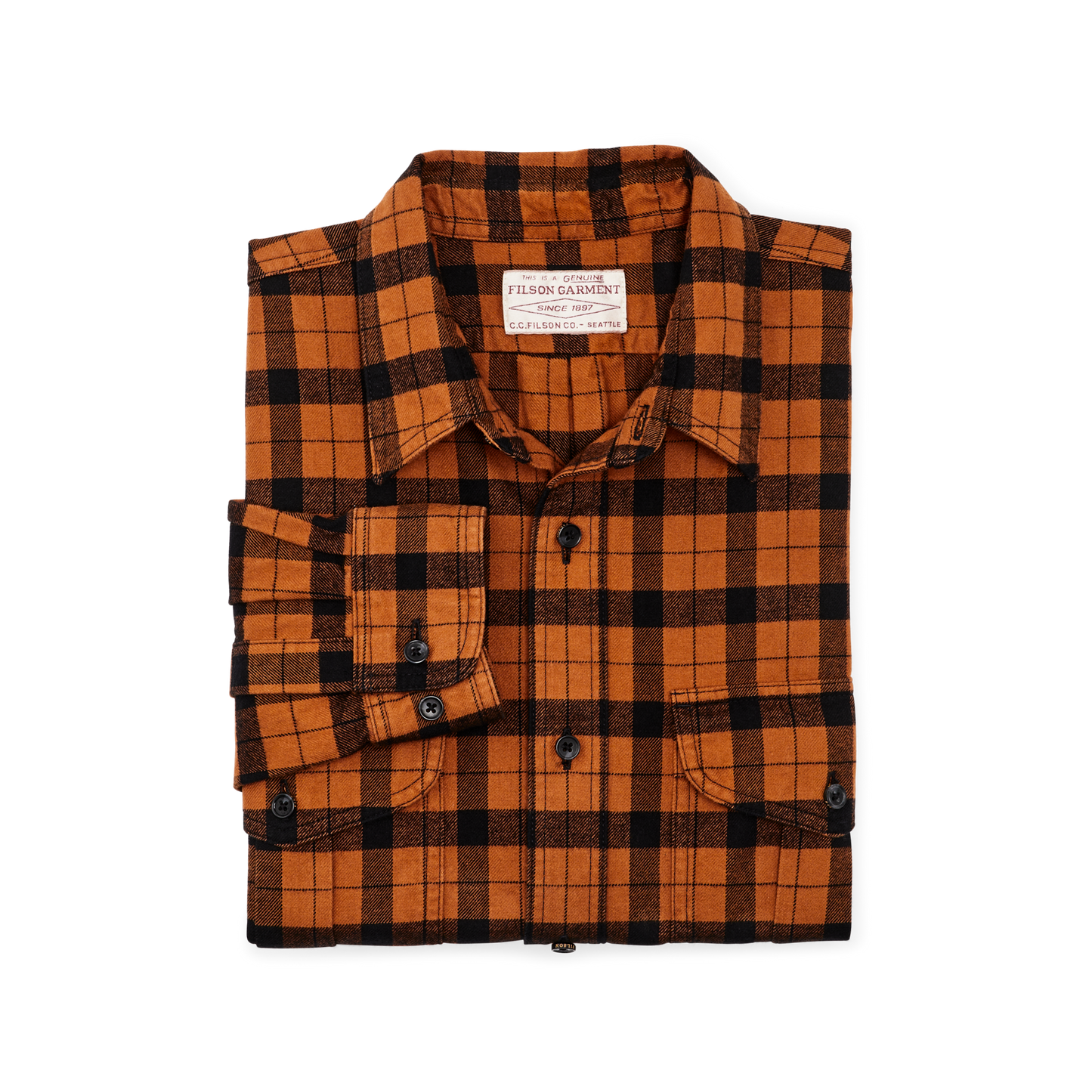 Alternate view of the Filson Alaskan Guide Shirt - Pecan / Black Plaid