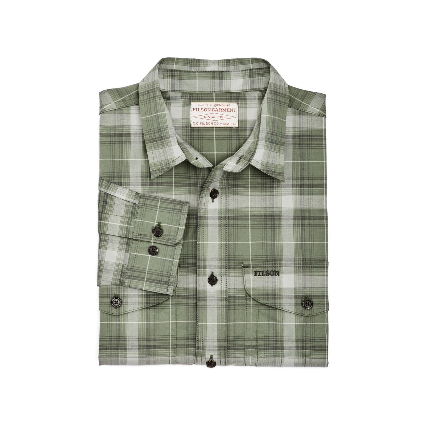 Alternate view of the Filson Twin Lakes Sport Shirt - Green / Gray Ombre Plaid