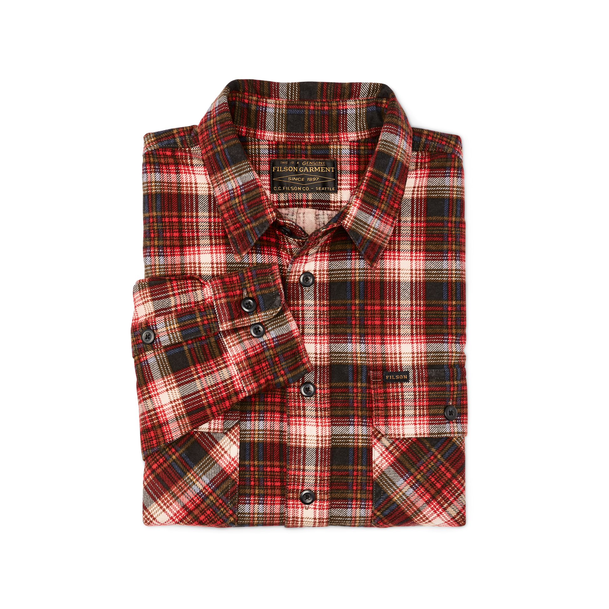 Alternate view of the Filson Field Flannel Shirt - Faded Black / Bronze / Multi Plaid