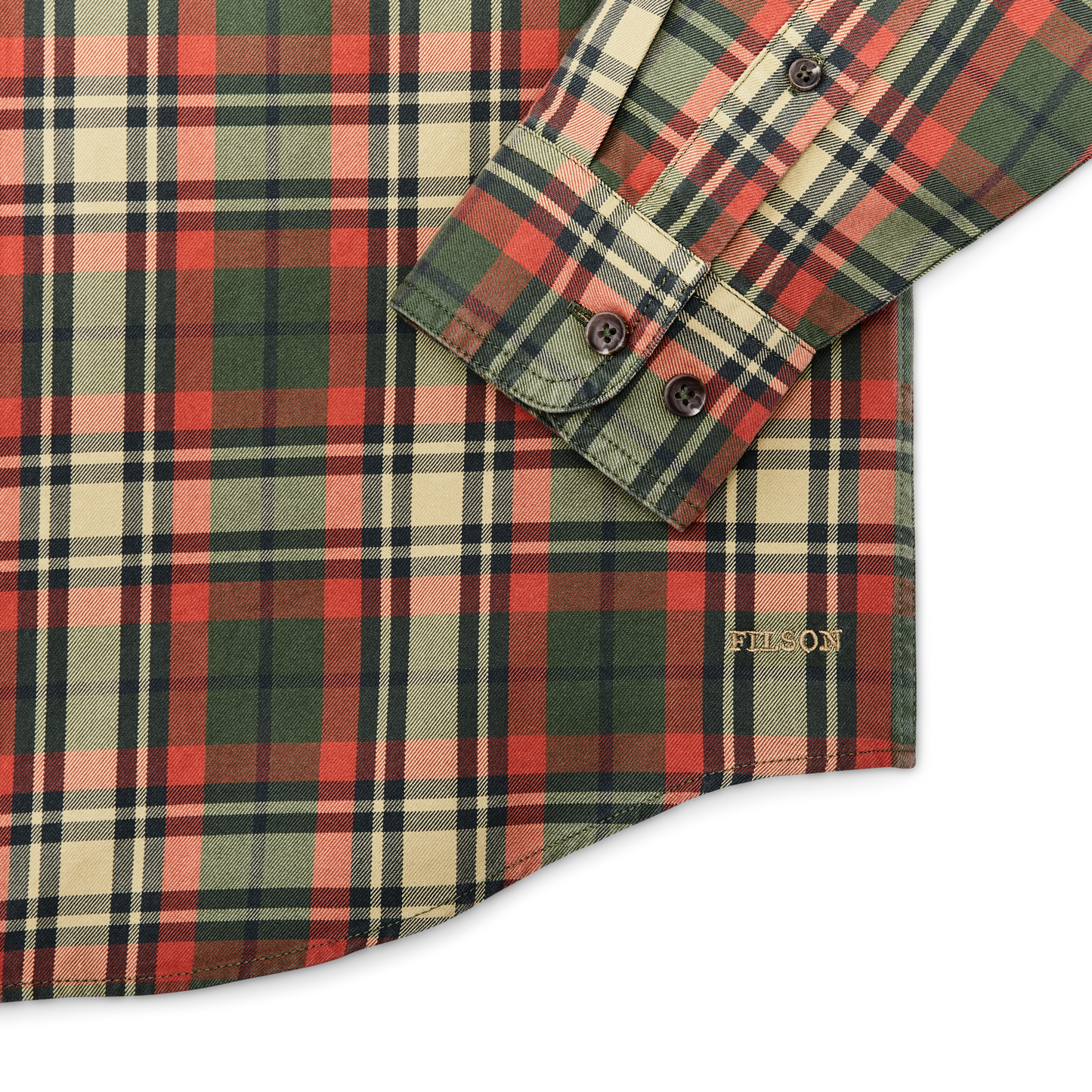 Alternate view of the Filson Lightweight Alaskan Guide Shirt - Silver Pine / Burnt Red Plaid