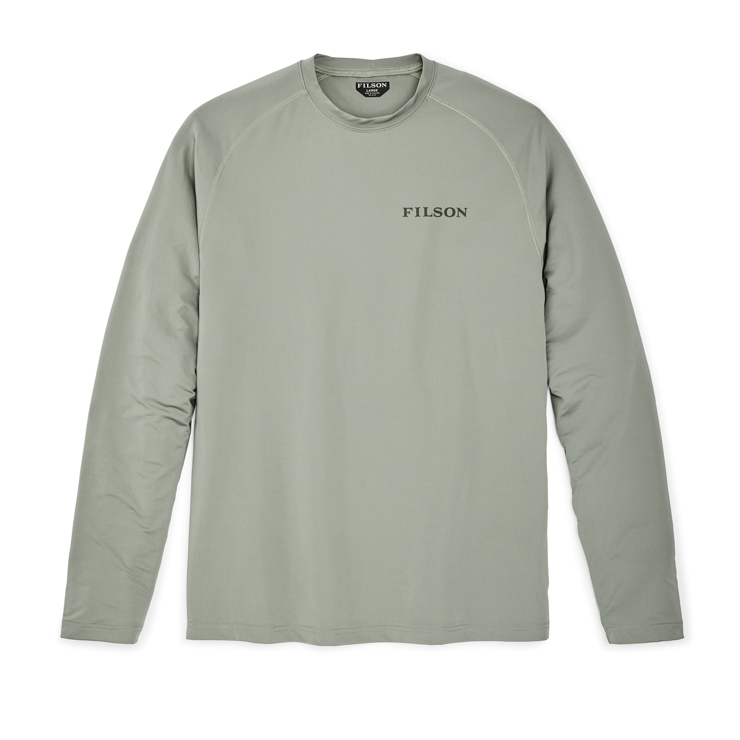 Front-facing image of the Filson Long Sleeve Barrier T-shirt - Desert Sage / Scenic