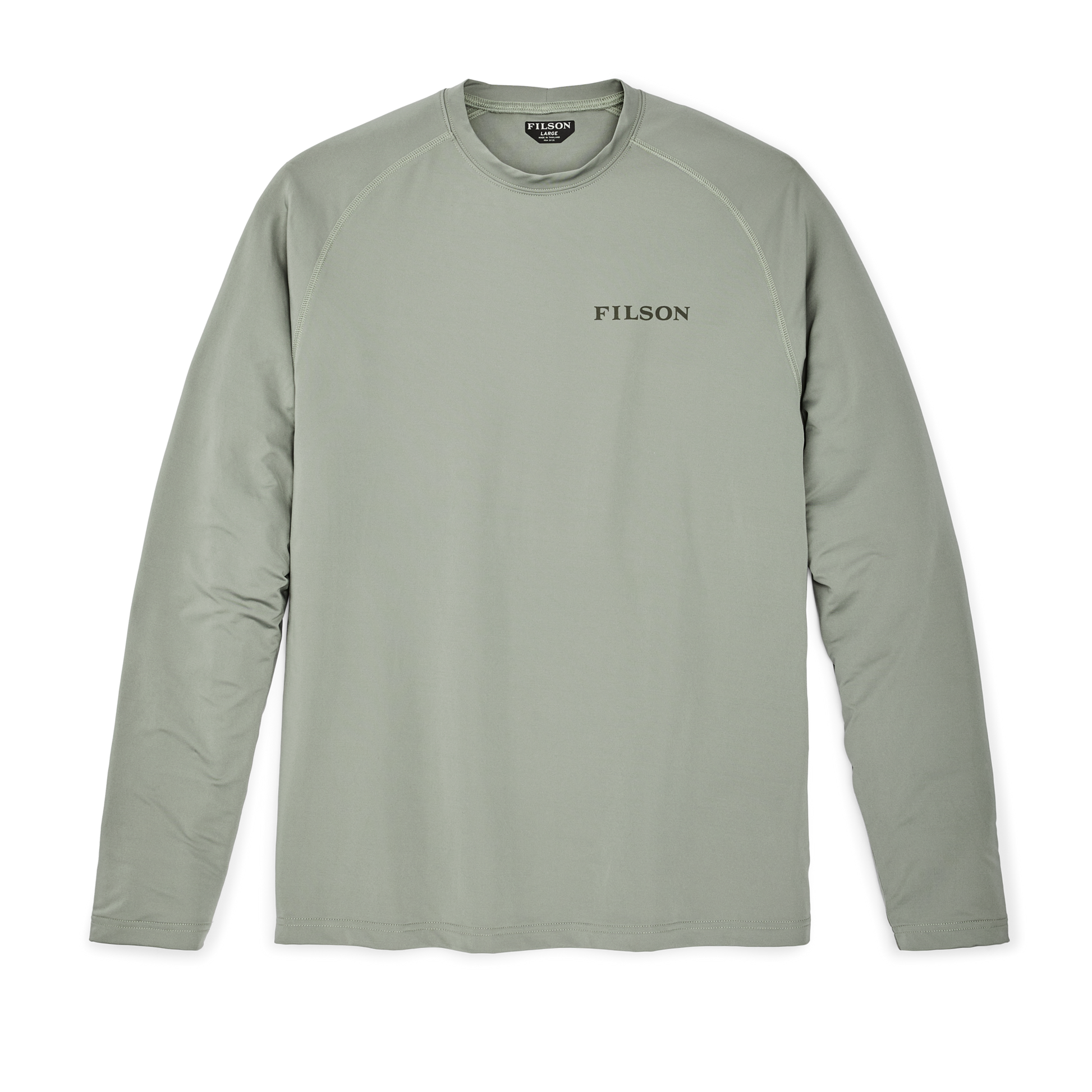 Front-facing image of the Filson Long Sleeve Barrier T-shirt - Desert Sage / Scenic