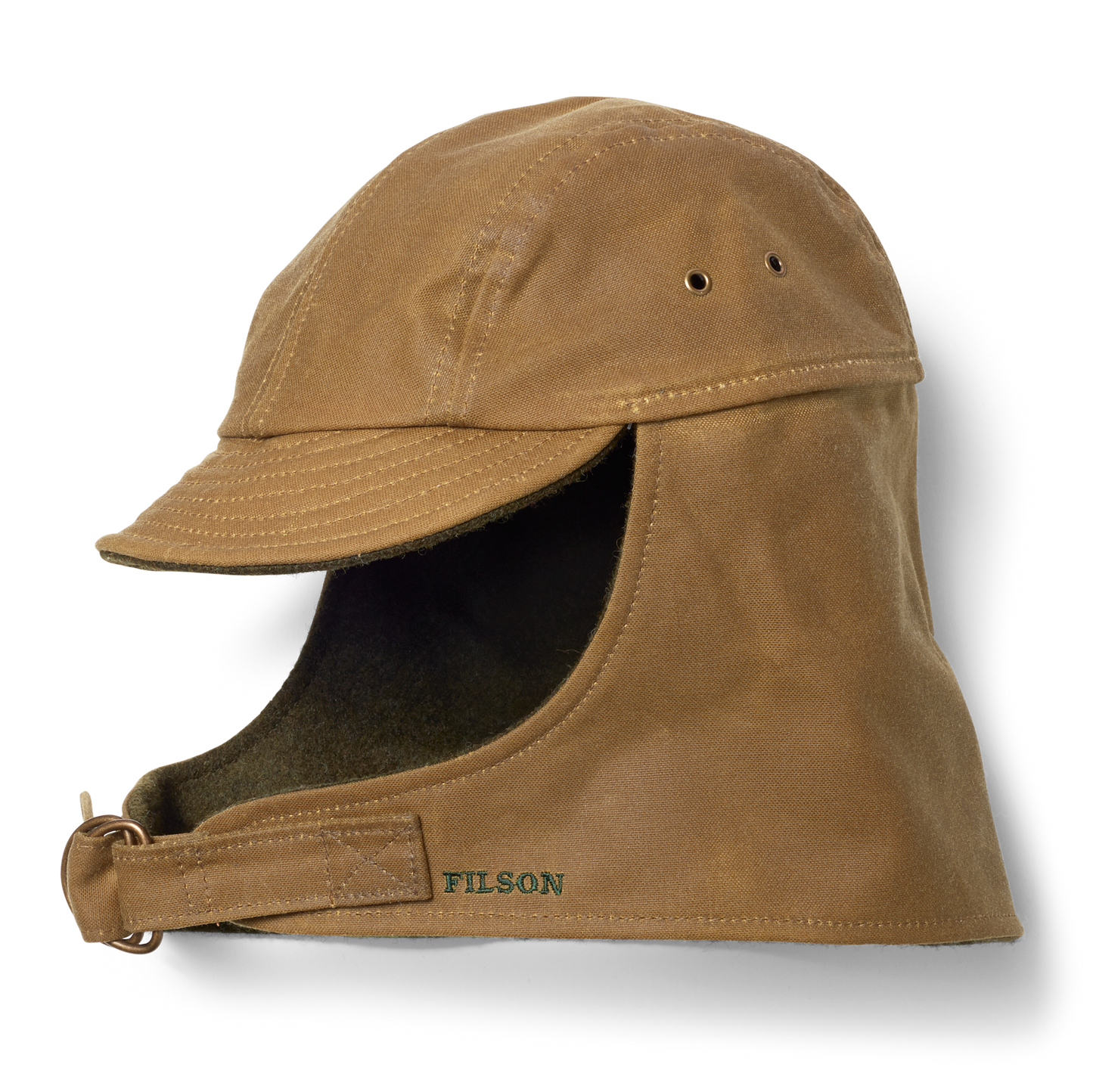 Front-facing image of the Filson Tin Cloth Wildfowl Hat - Dark Tan