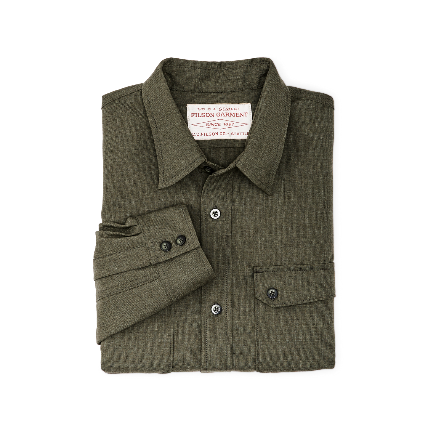 Alternate view of the Filson Worsted Wool Guide Shirt - Forest Green Heather