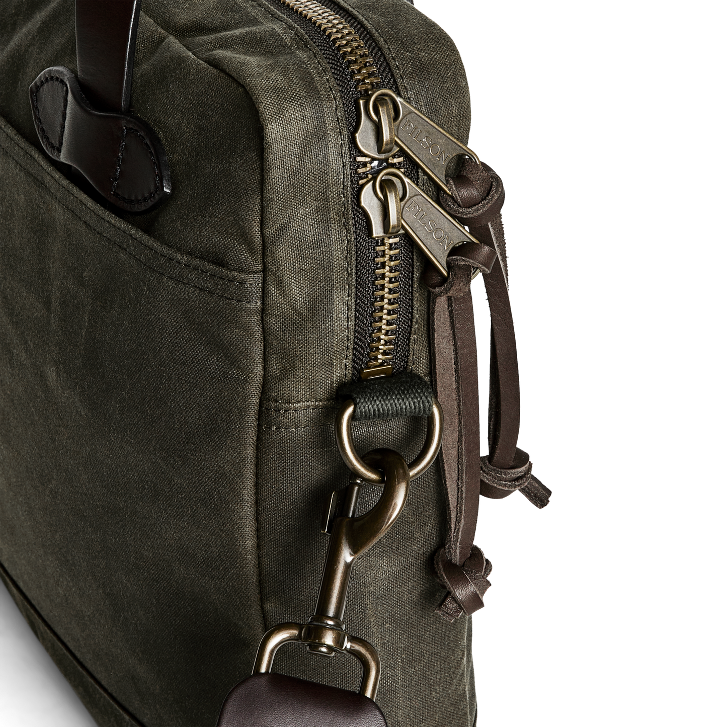 Alternate view of the Filson Tin Cloth Compact Briefcase - Otter Green