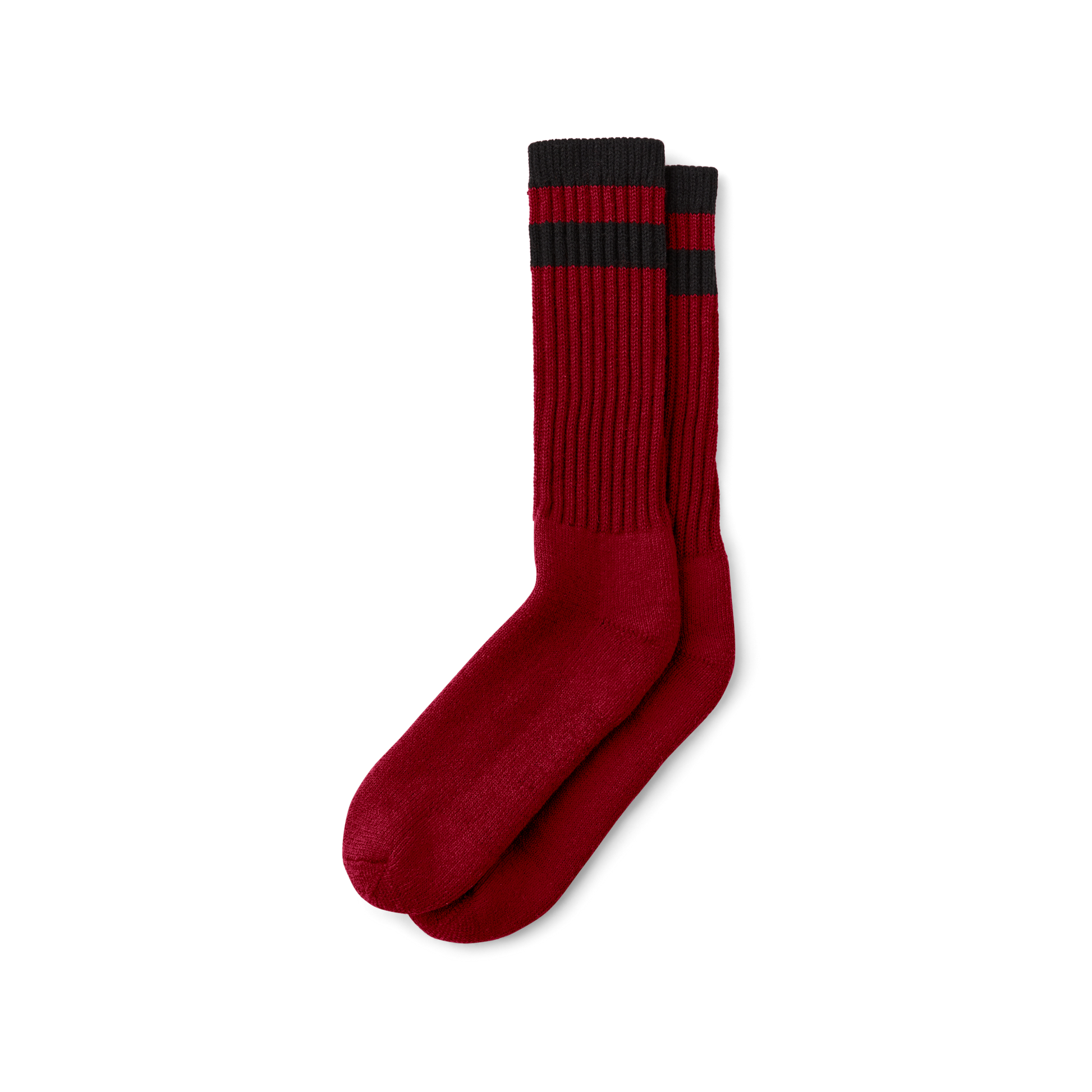 Front-facing image of the Filson 1970s Logger Thermal Socks - Scarlet