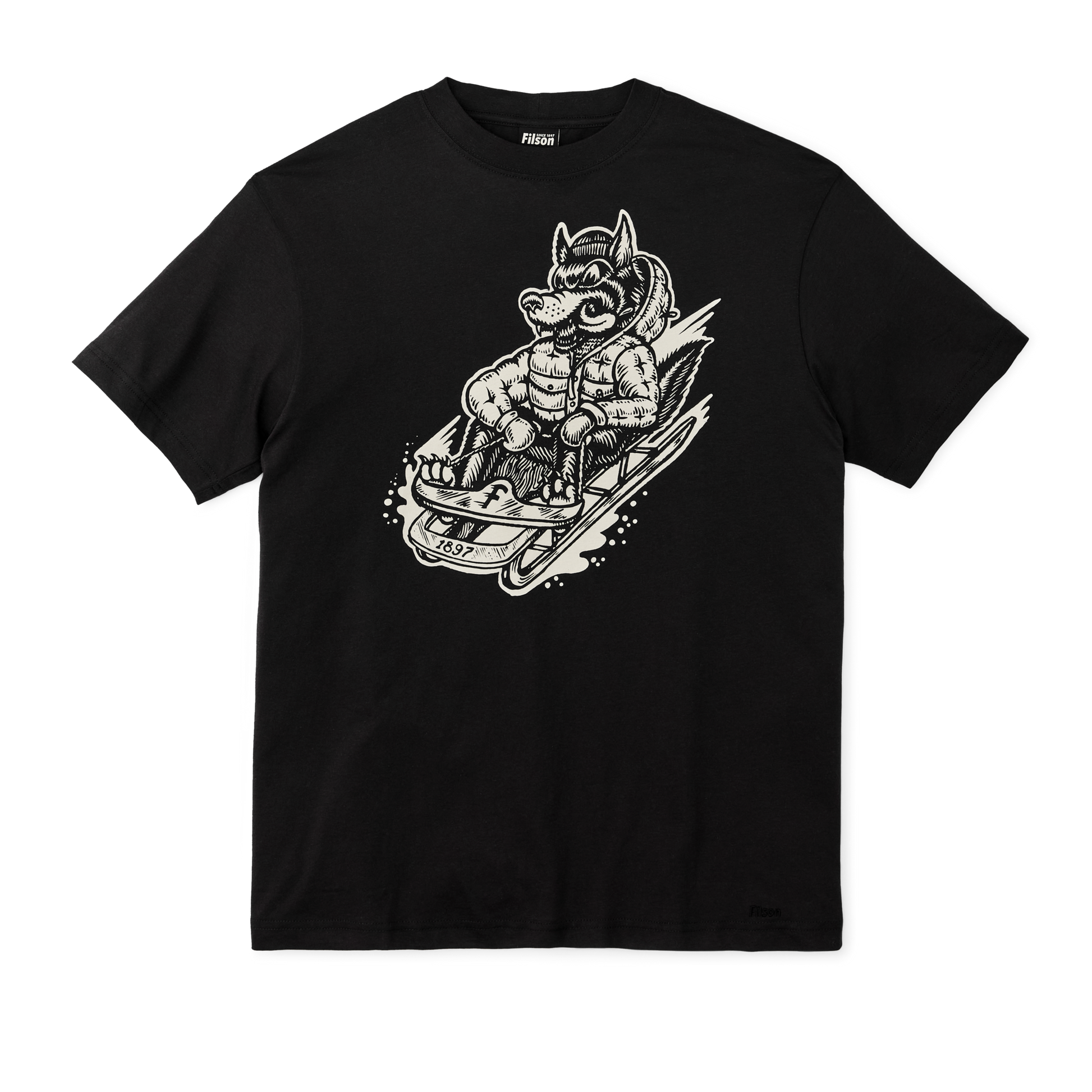 Front-facing image of the Filson Kyler Martz Graphic T-shirt - Coal / Wolf