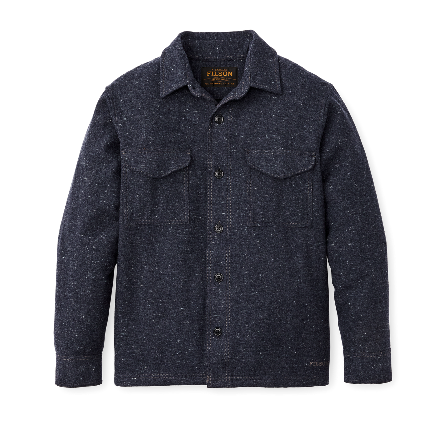 Front-facing image of the Filson Heathered Wool Jac-shirt - Blue Heather