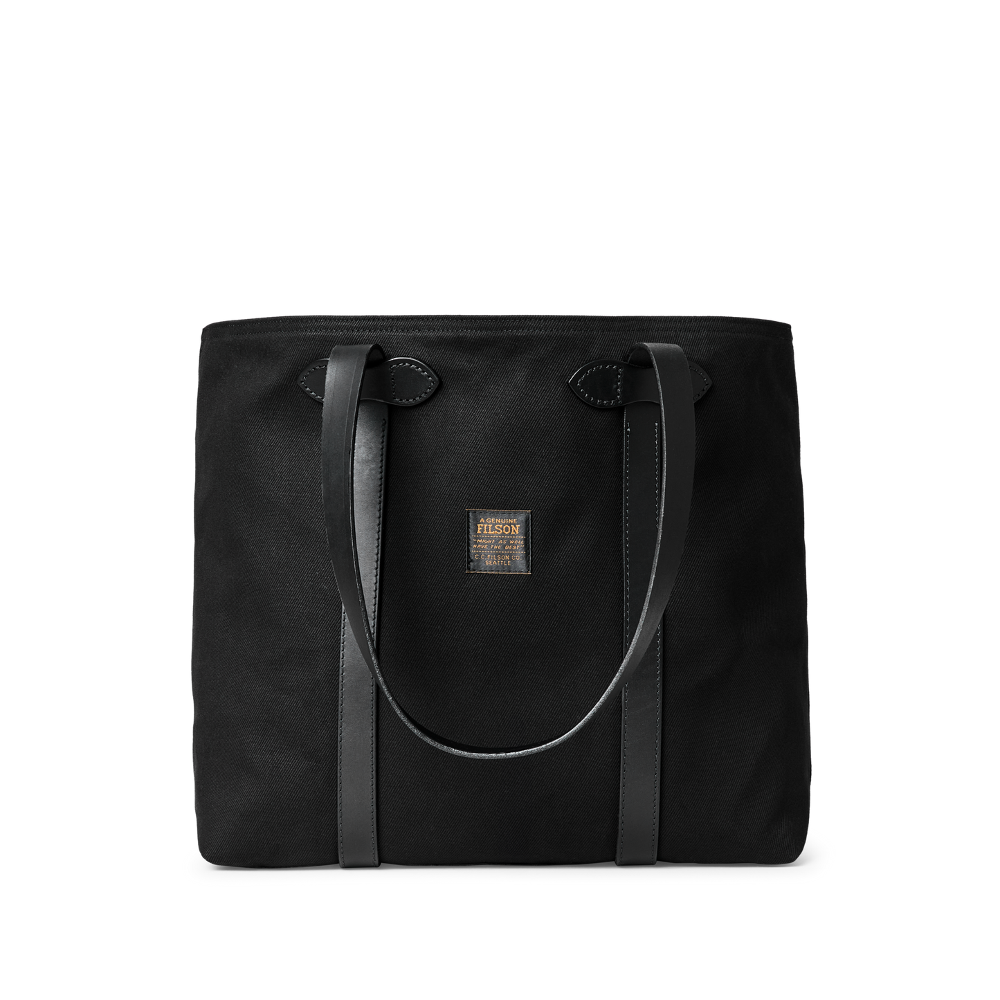 Front-facing image of the Filson Rugged Twill Large Open Tote Bag - Black