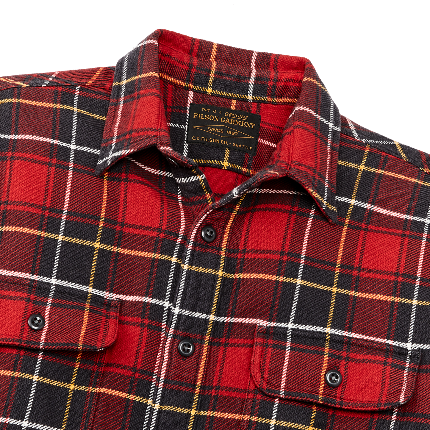 Alternate view of the Filson Vintage Flannel Work Shirt - Red Charcoal Plaid