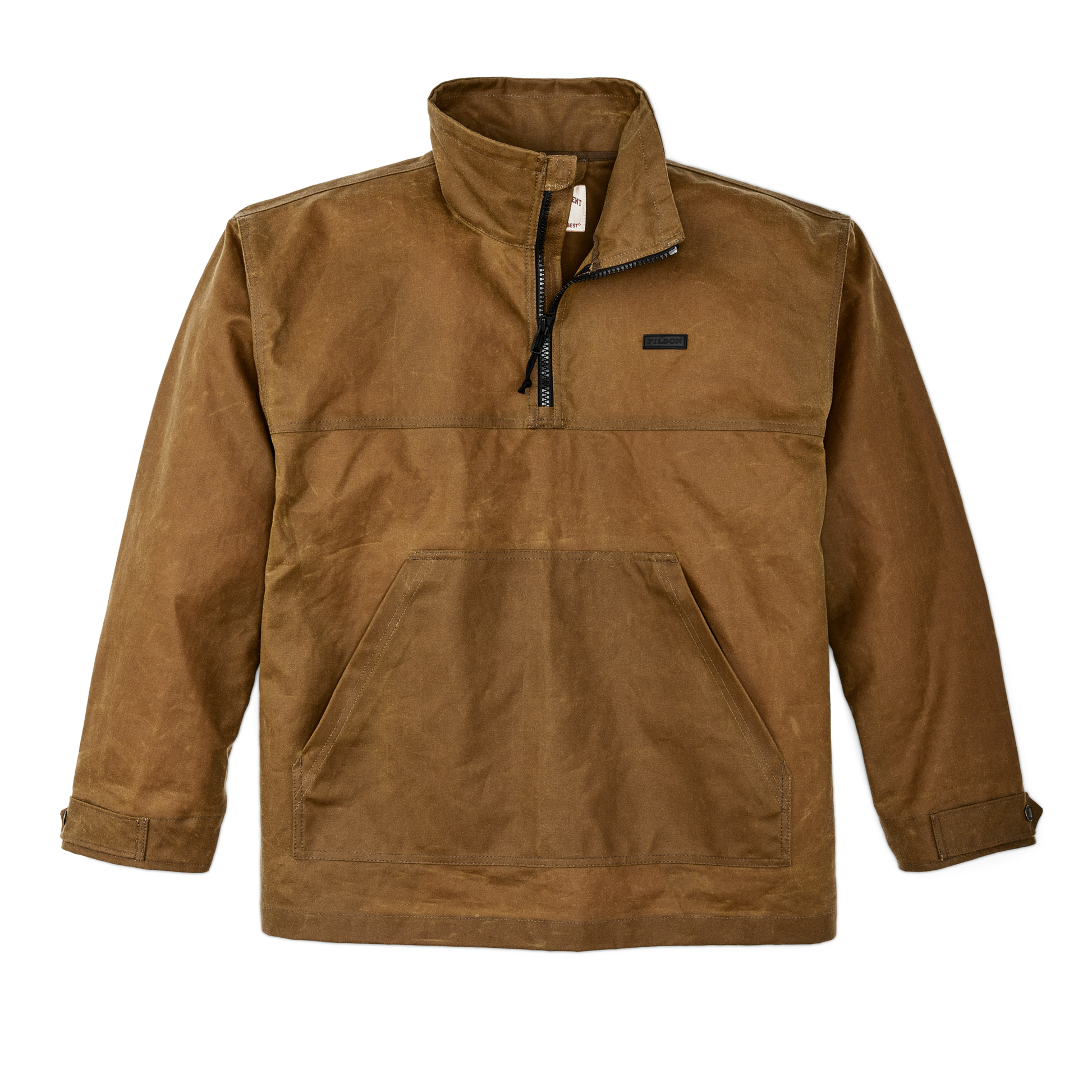 Front-facing image of the Filson Tin Cloth Quarter Zip Pullover - Dark Tan