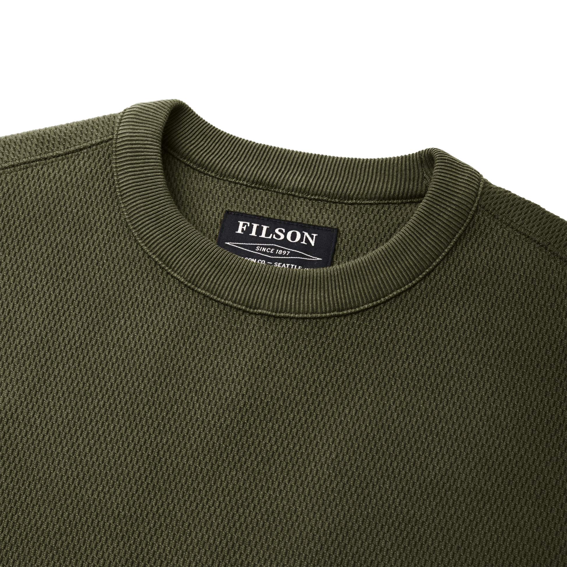 Alternate view of the Filson Waffle Knit Thermal Crewneck - Mossy Rock