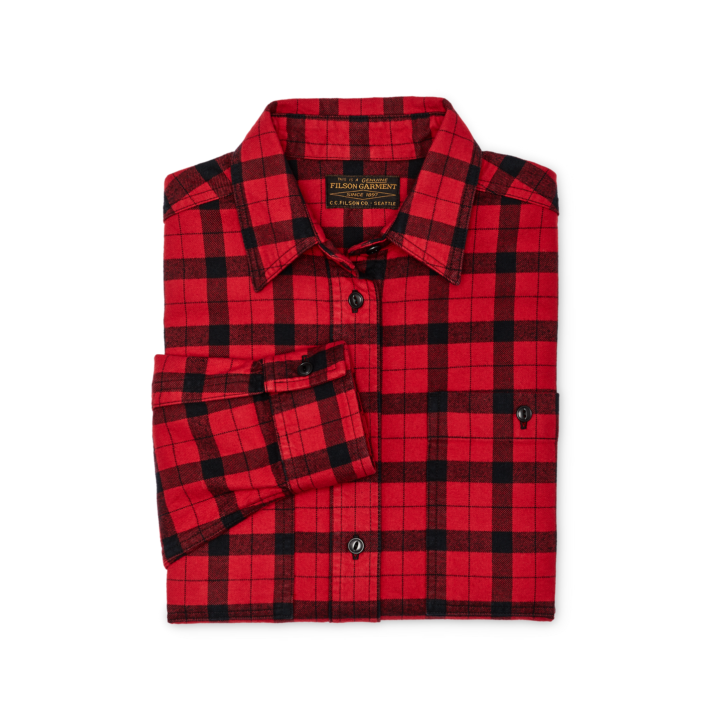 Alternate view of the Filson Women's Alaskan Guide Shirt - Red / Black Plaid