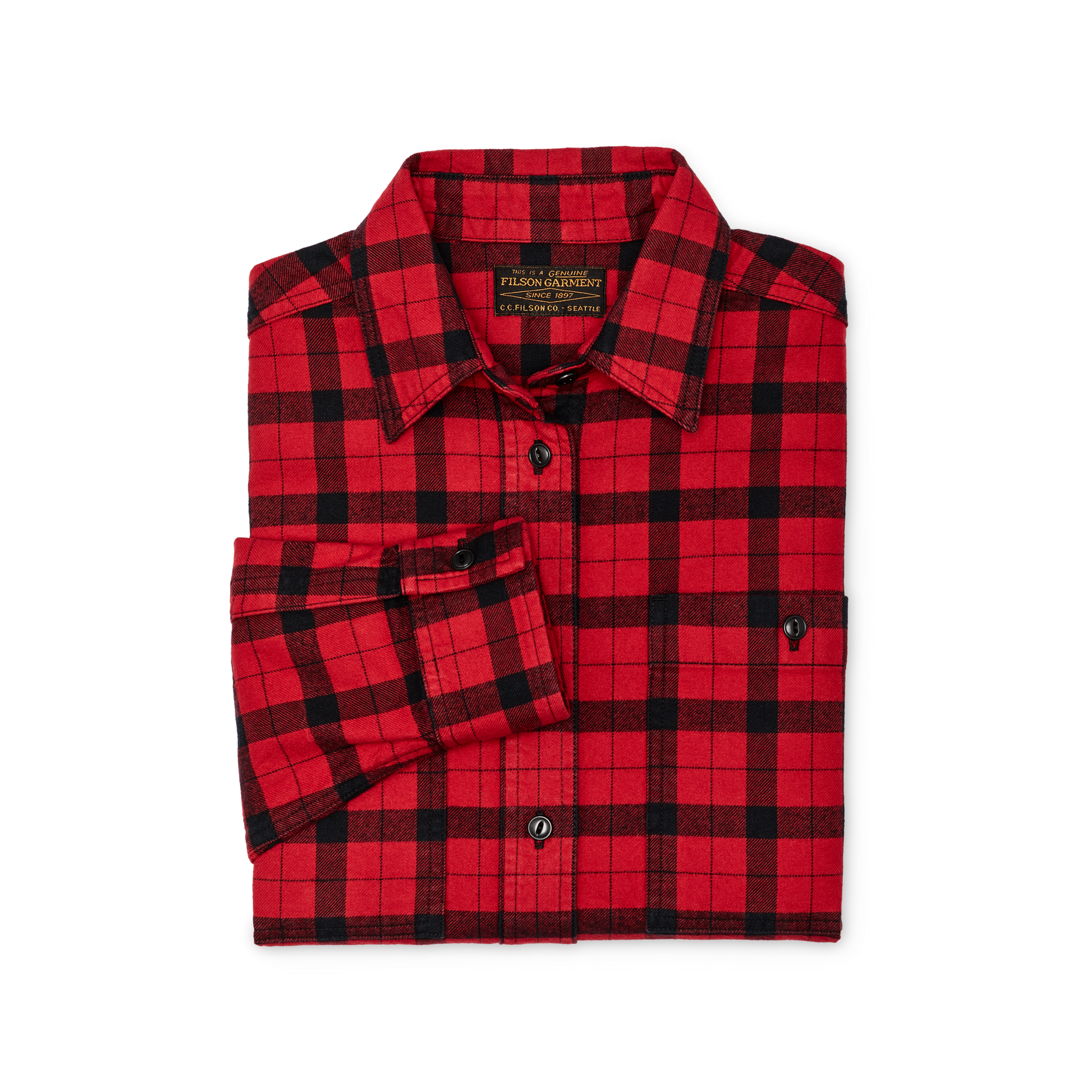 Alternate view of the Filson Women's Alaskan Guide Shirt - Red / Black Plaid