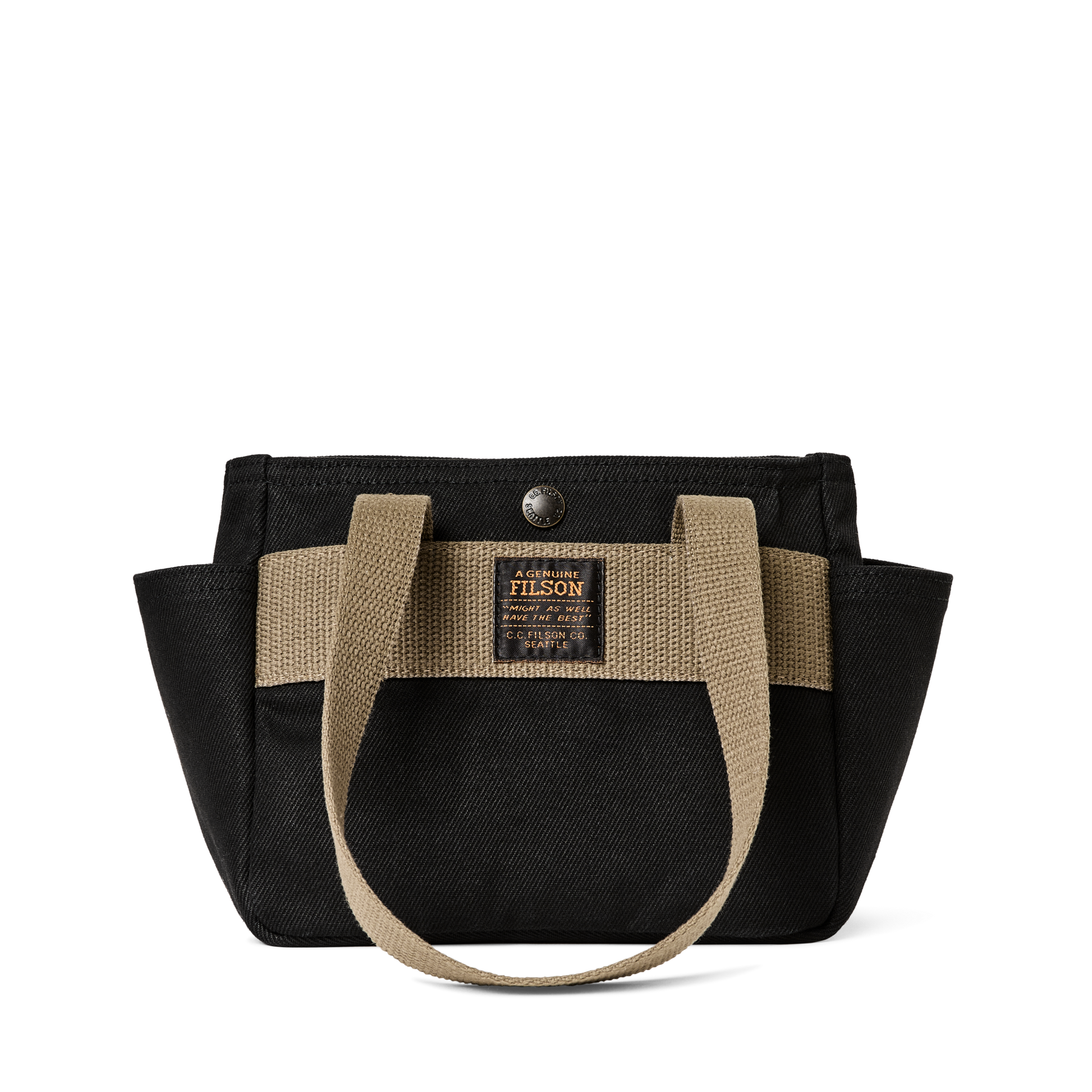 Front-facing image of the Filson Rugged Twill Small Open Tote Bag - Black