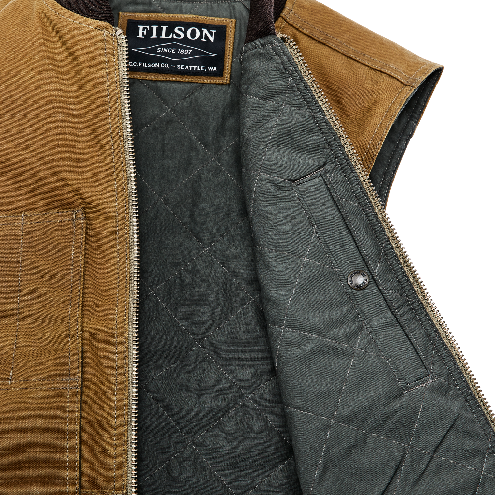 Alternate view of the Filson Tin Cloth Insulated Work Vest - Dark Tan