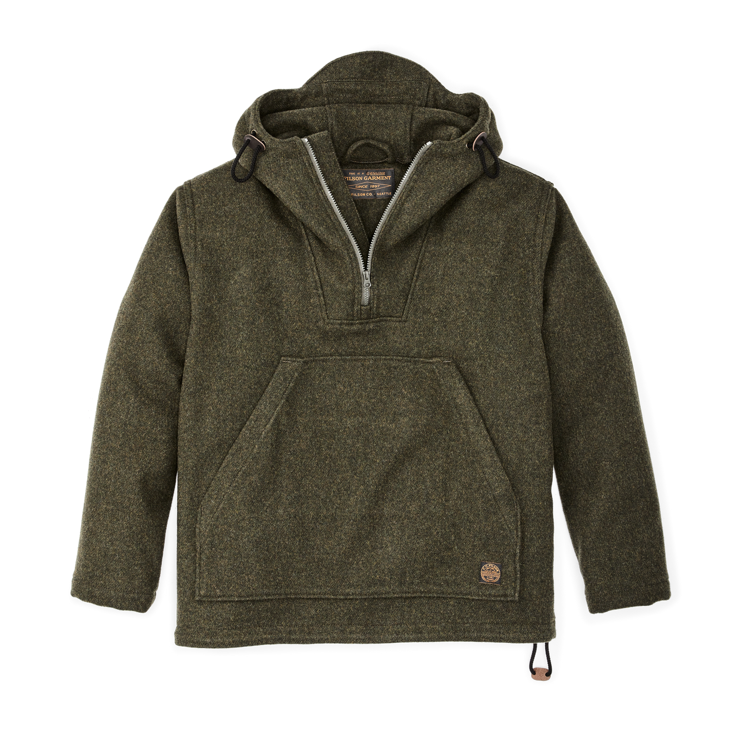 Front-facing image of the Filson Mackinaw Wool Anorak - Forest Green