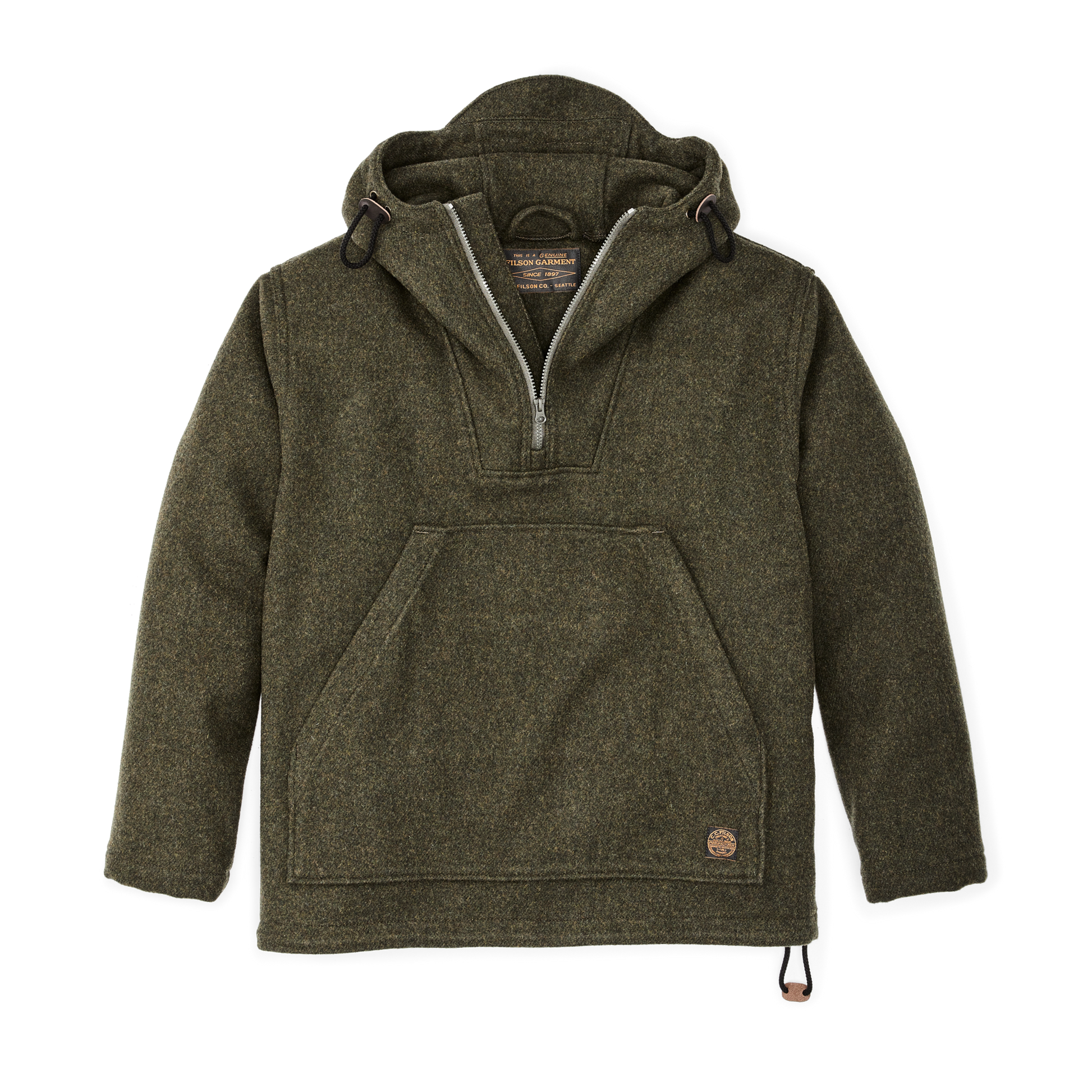 Front-facing image of the Filson Mackinaw Wool Anorak - Forest Green