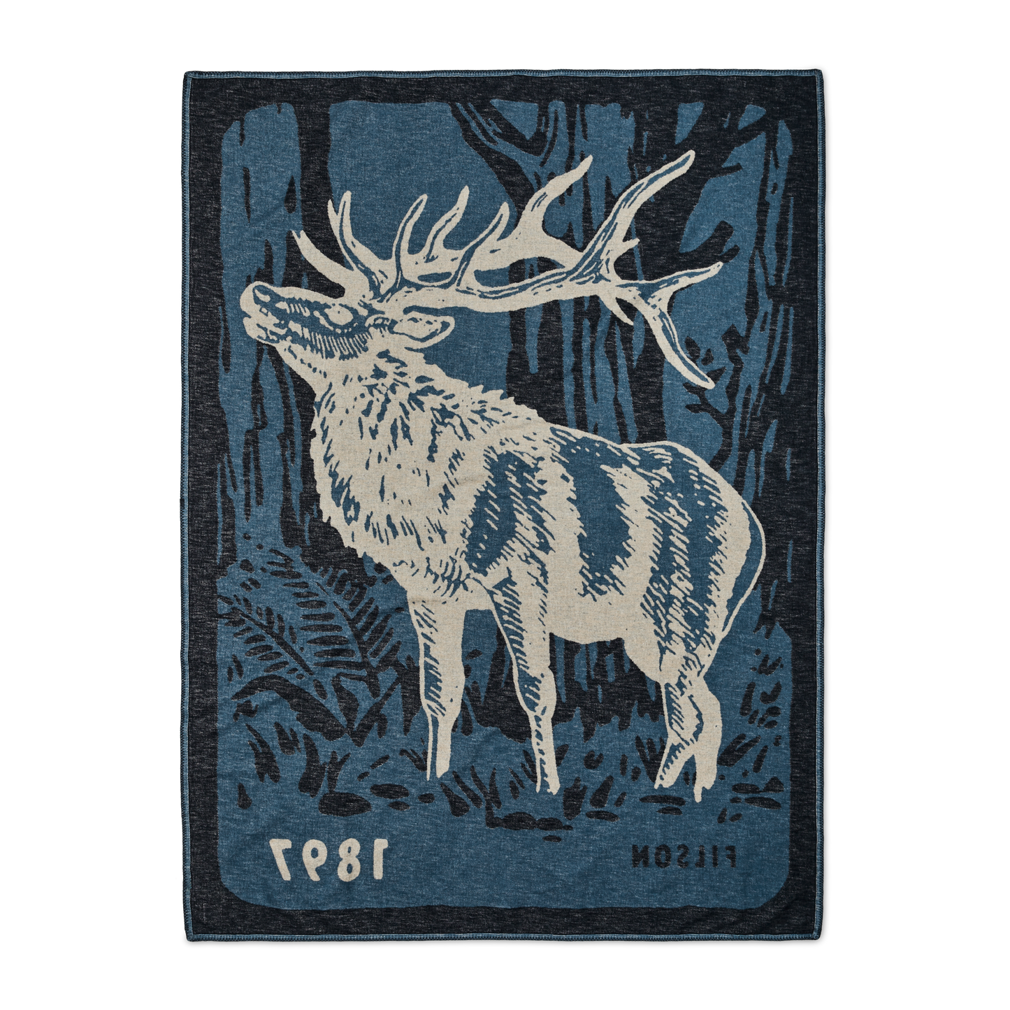 Alternate view of the Filson Cotton Blanket - Blue / Elk Woods