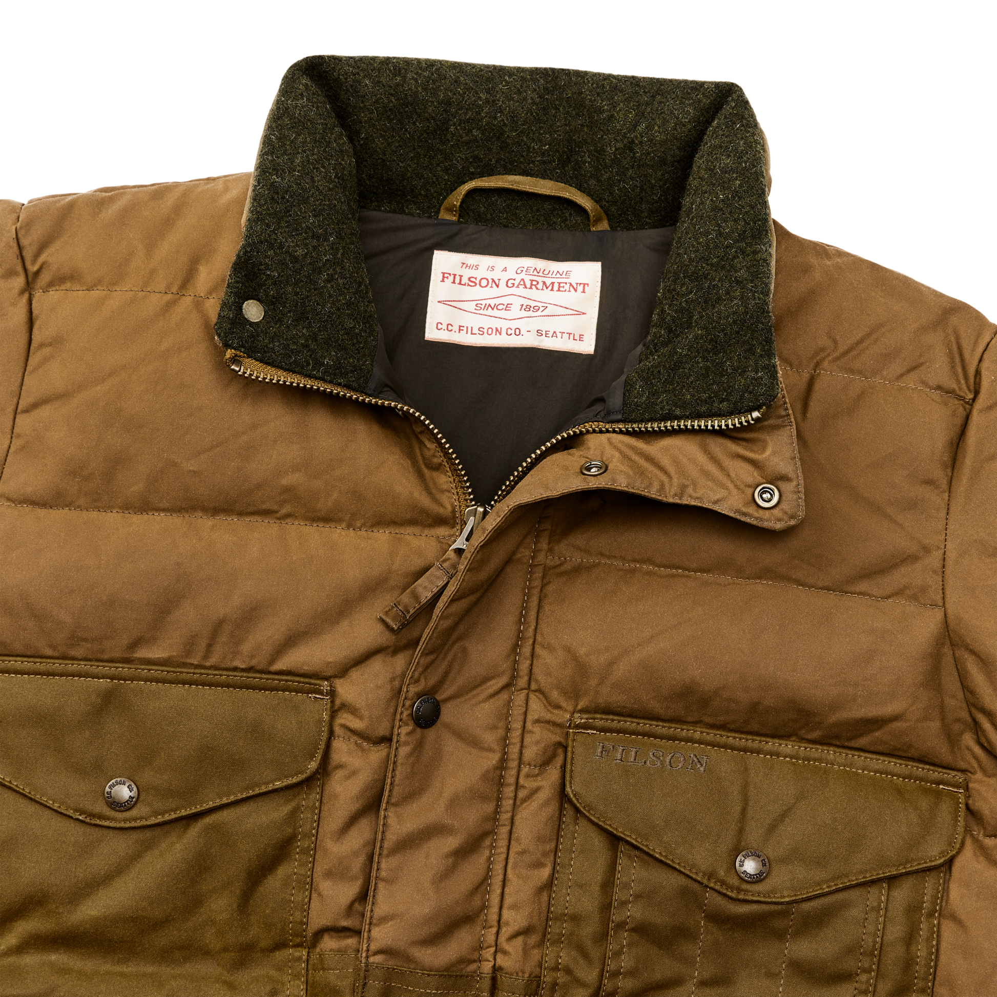 Alternate view of the Filson Down Cruiser Jacket - Dark Tan