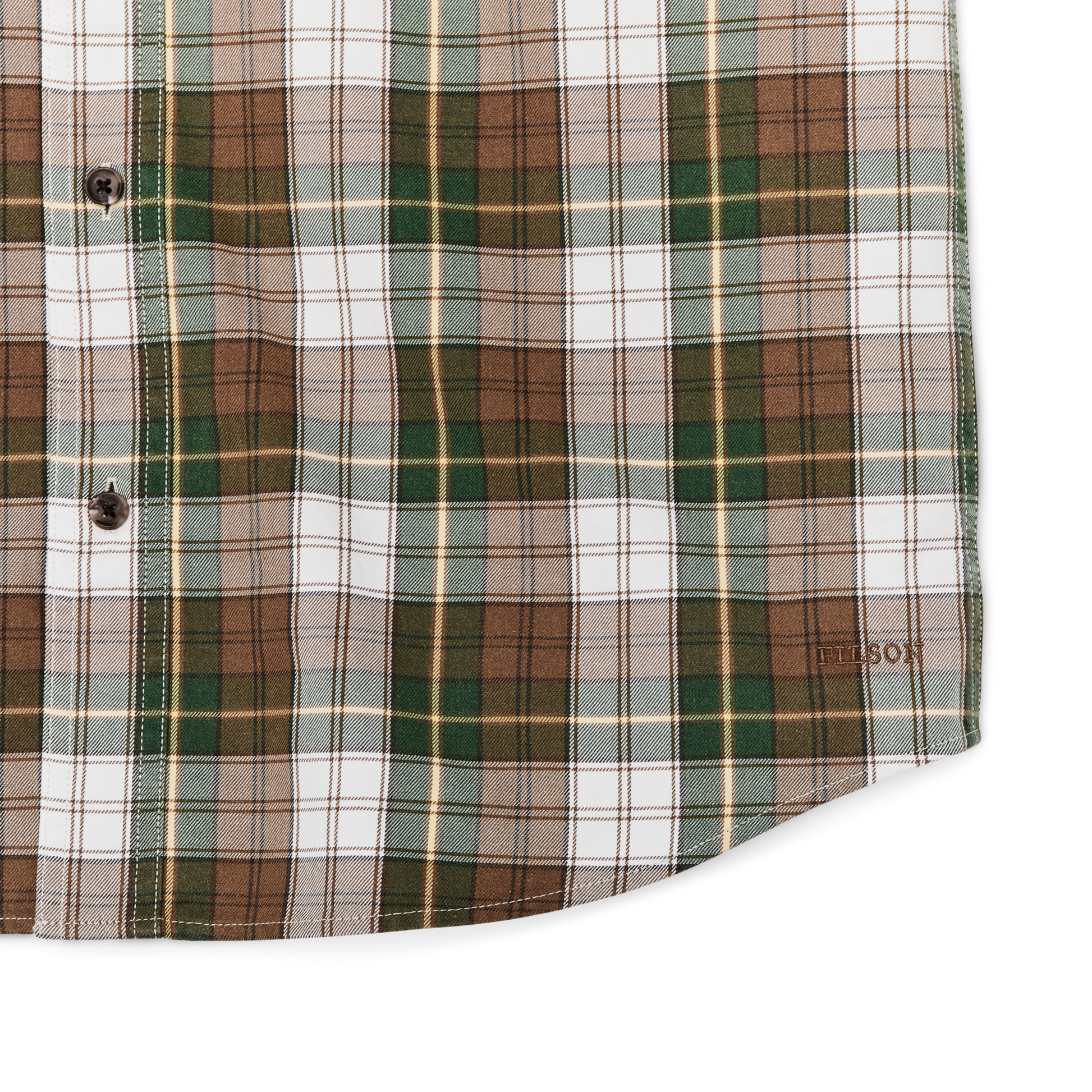 Alternate view of the Filson Short Sleeve Lightweight Alaskan Guide Shirt  - Green / White / Brown Plaid