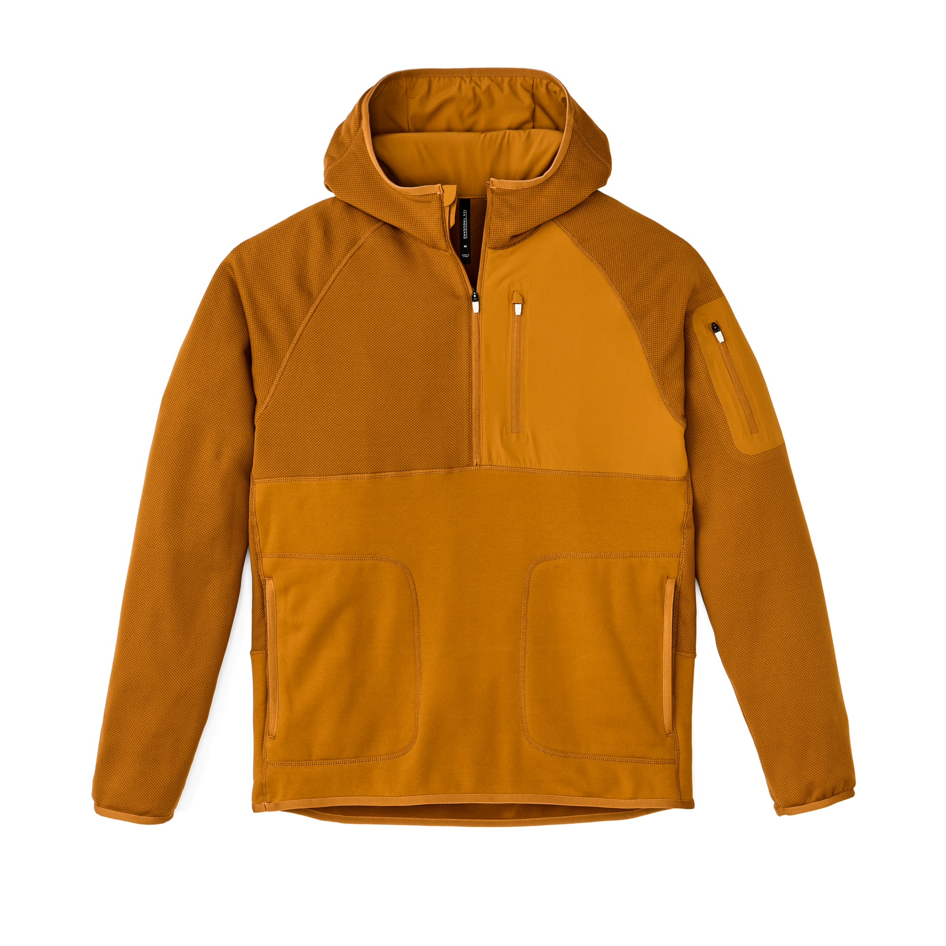 Front-facing image of the Filson Filson X Ten Thousand Tactical Hoodie - Buckthorn Brown