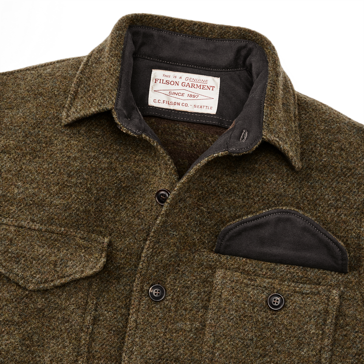 Alternate view of the Filson Ccc Jacquard Wool  Jac-shirt - Olive Brown Multi