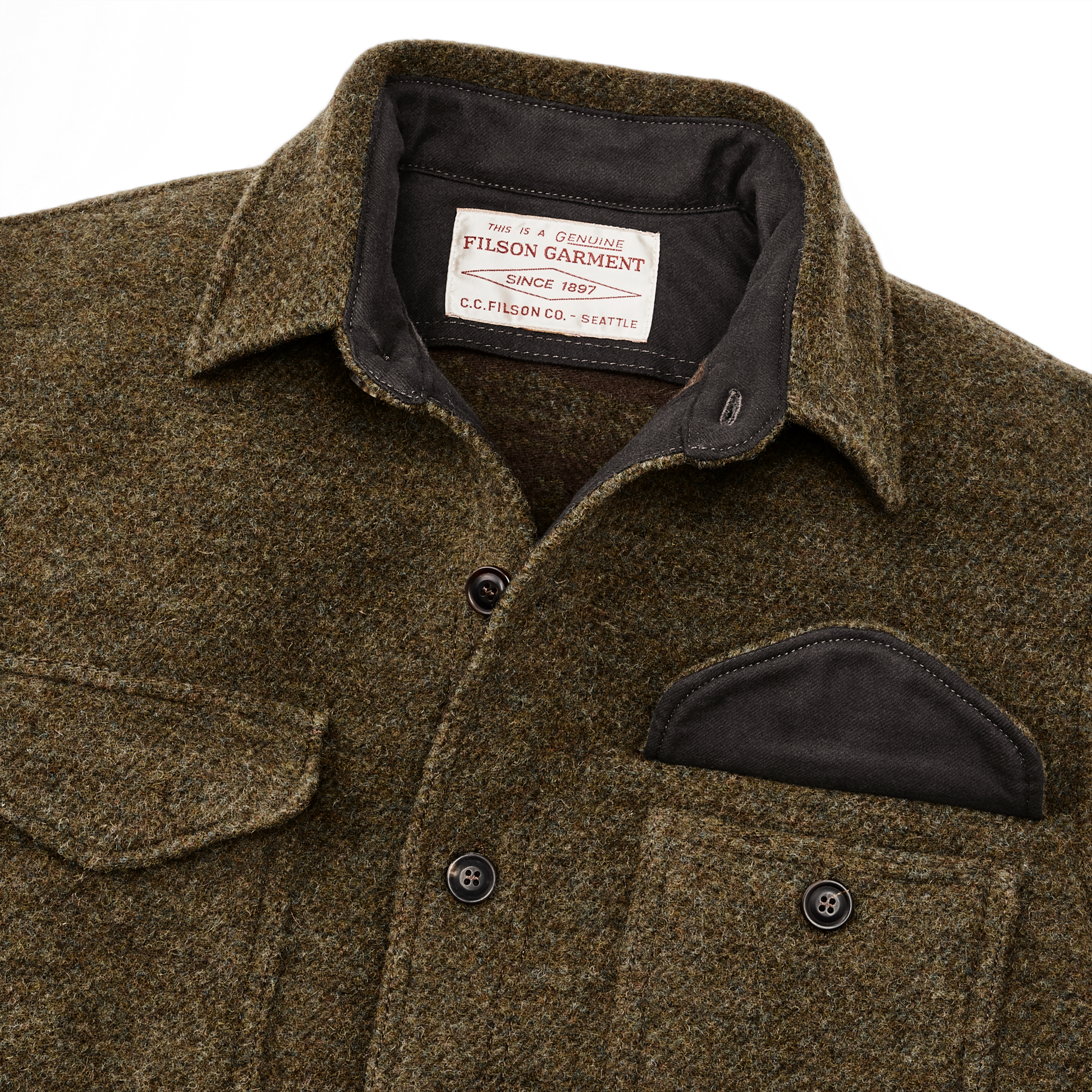 Alternate view of the Filson Ccc Jacquard Wool  Jac-shirt - Olive Brown Multi