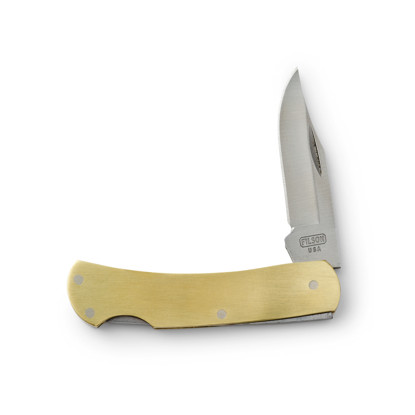 Front-facing image of the Filson Brass Lockback Pocket Knife - Brass