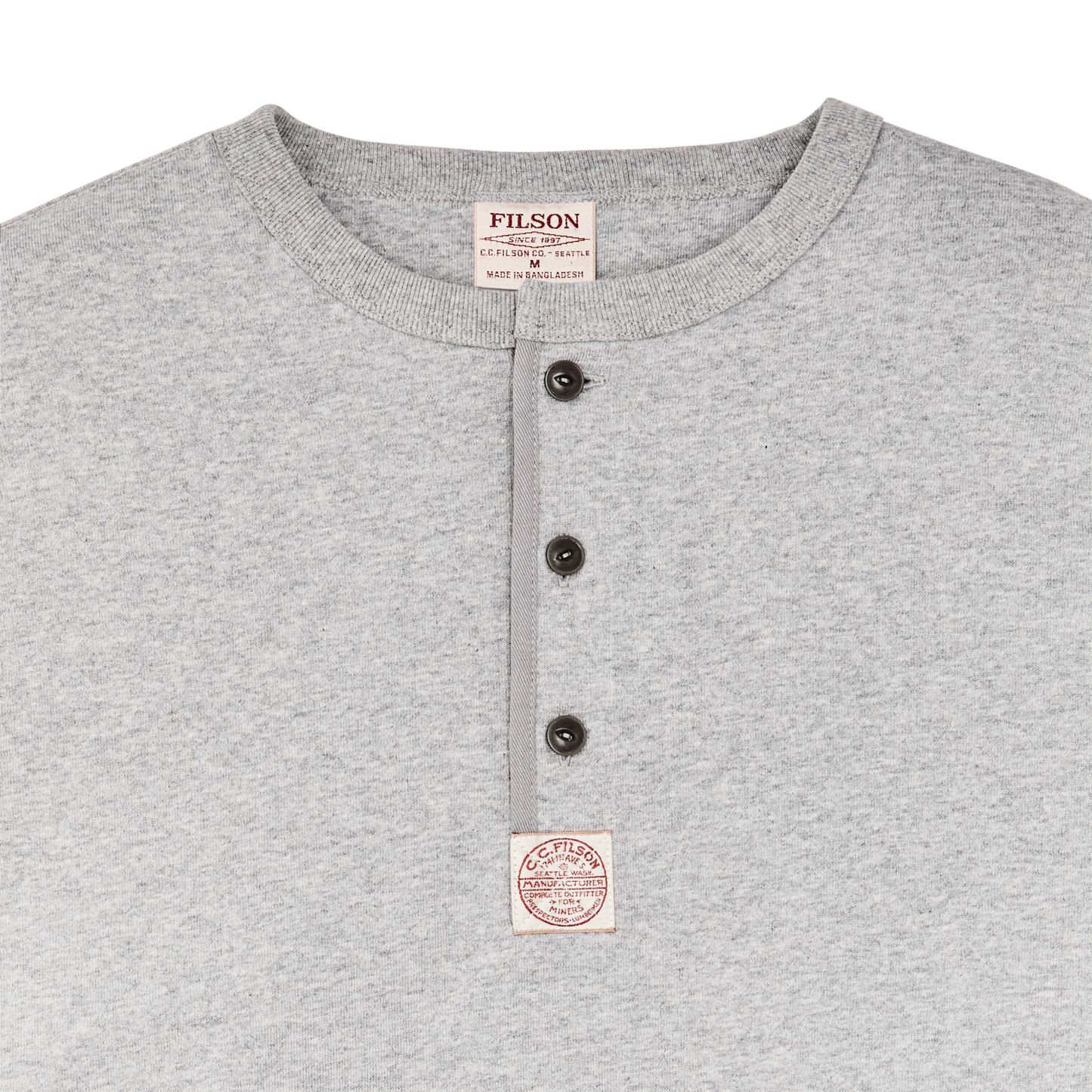 Alternate view of the Filson Frontier Henley T-shirt - Heather Gray