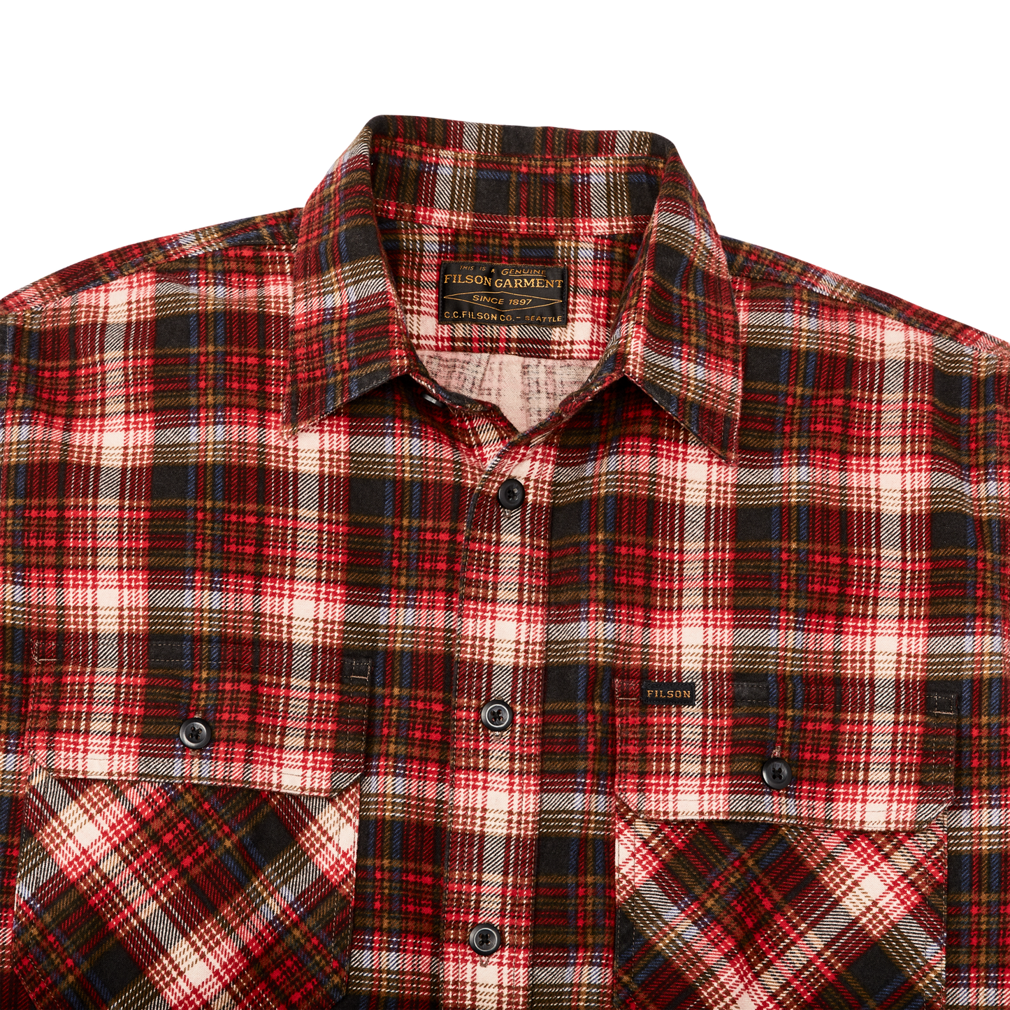 Alternate view of the Filson Field Flannel Shirt - Faded Black / Bronze / Multi Plaid