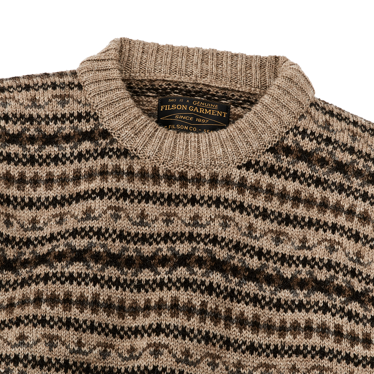 Alternate view of the Filson Fairisle Crewneck Sweater - Fawn / Multi