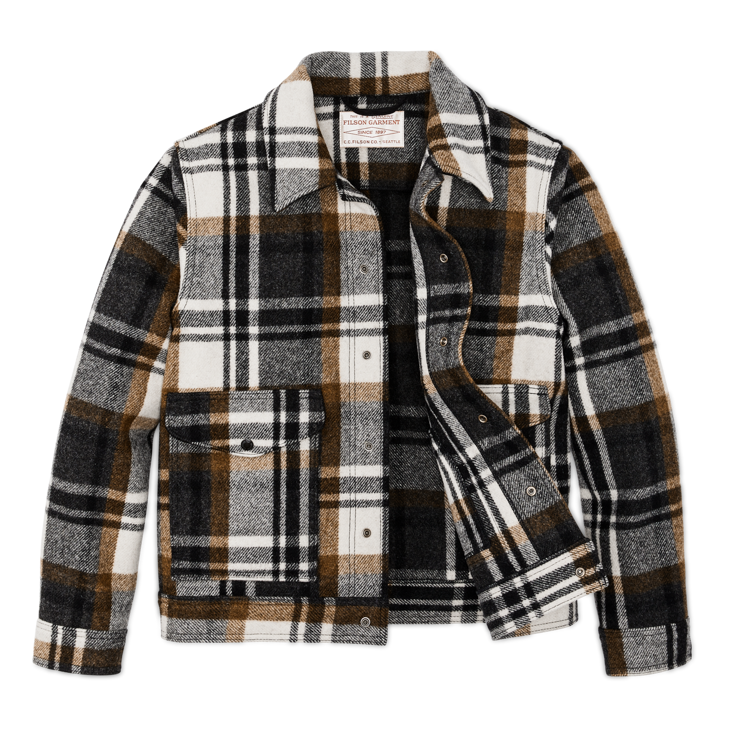 Alternate view of the Filson Mackinaw Wool Work Jacket - Blue Coal / Copper Heather Plaid