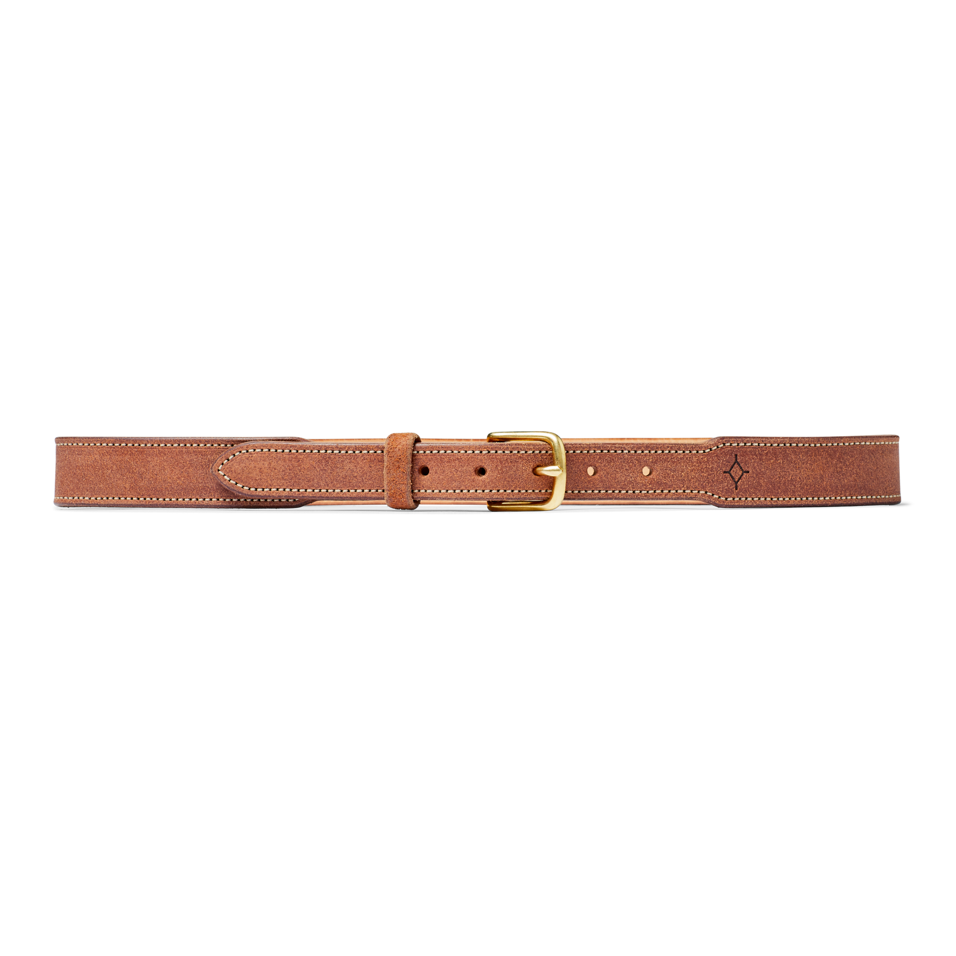 Front-facing image of the Filson Ranchlands Rough Out Belt - Dark Brown