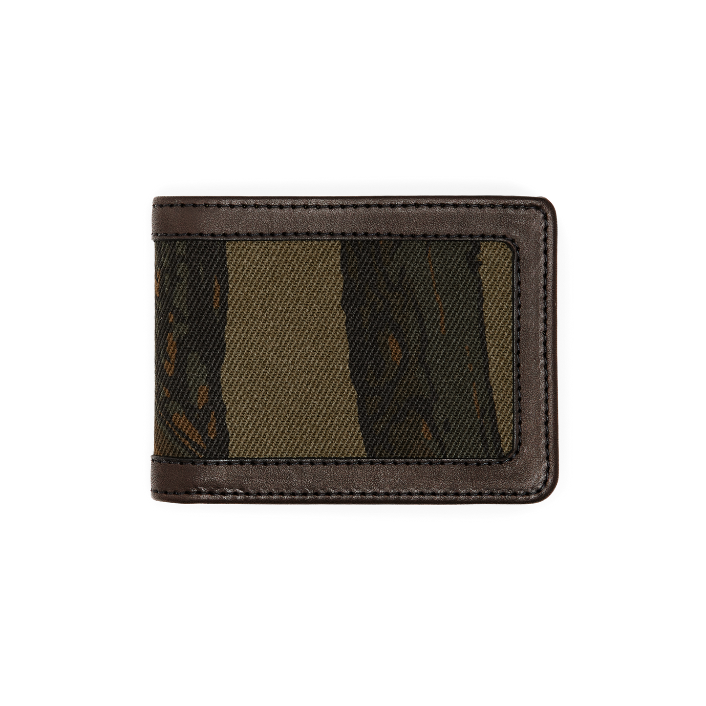 Front-facing image of the Filson Rugged Twill Outfitter Wallet - Maple Bark Camo