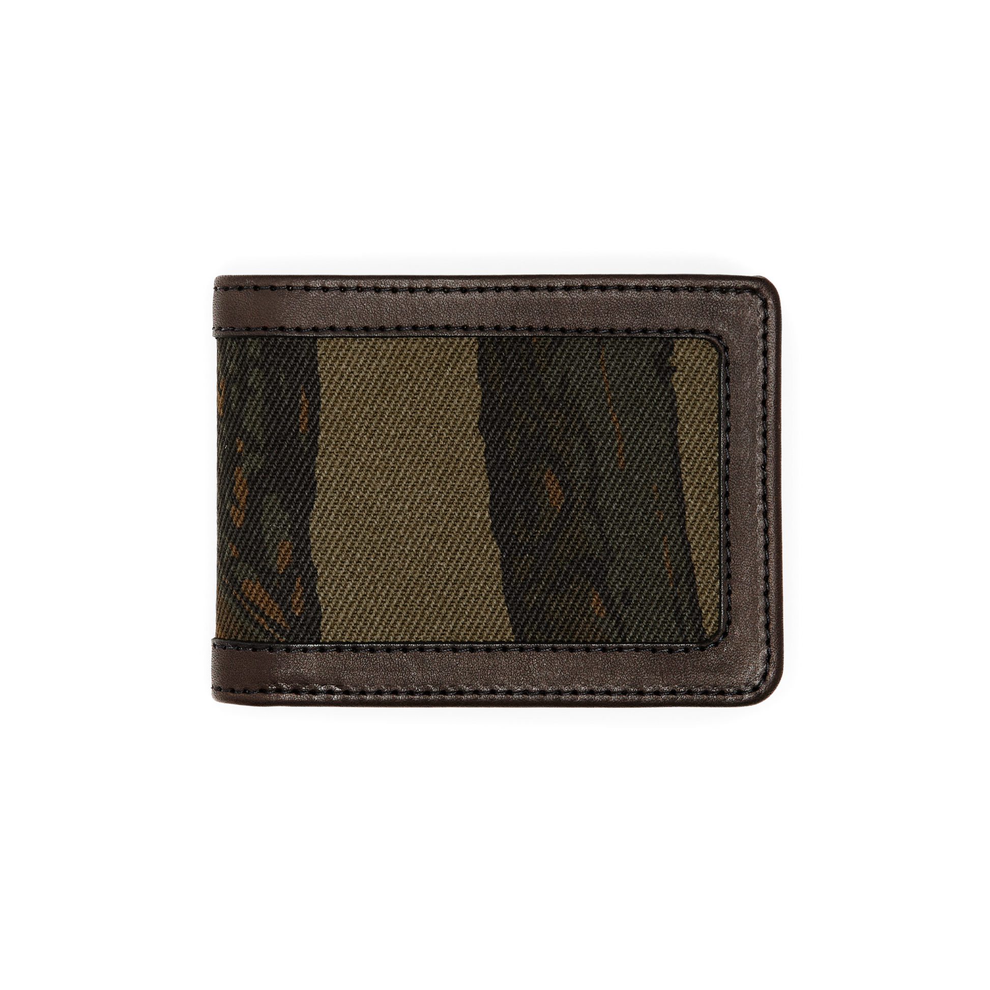 Front-facing image of the Filson Rugged Twill Outfitter Wallet - Maple Bark Camo