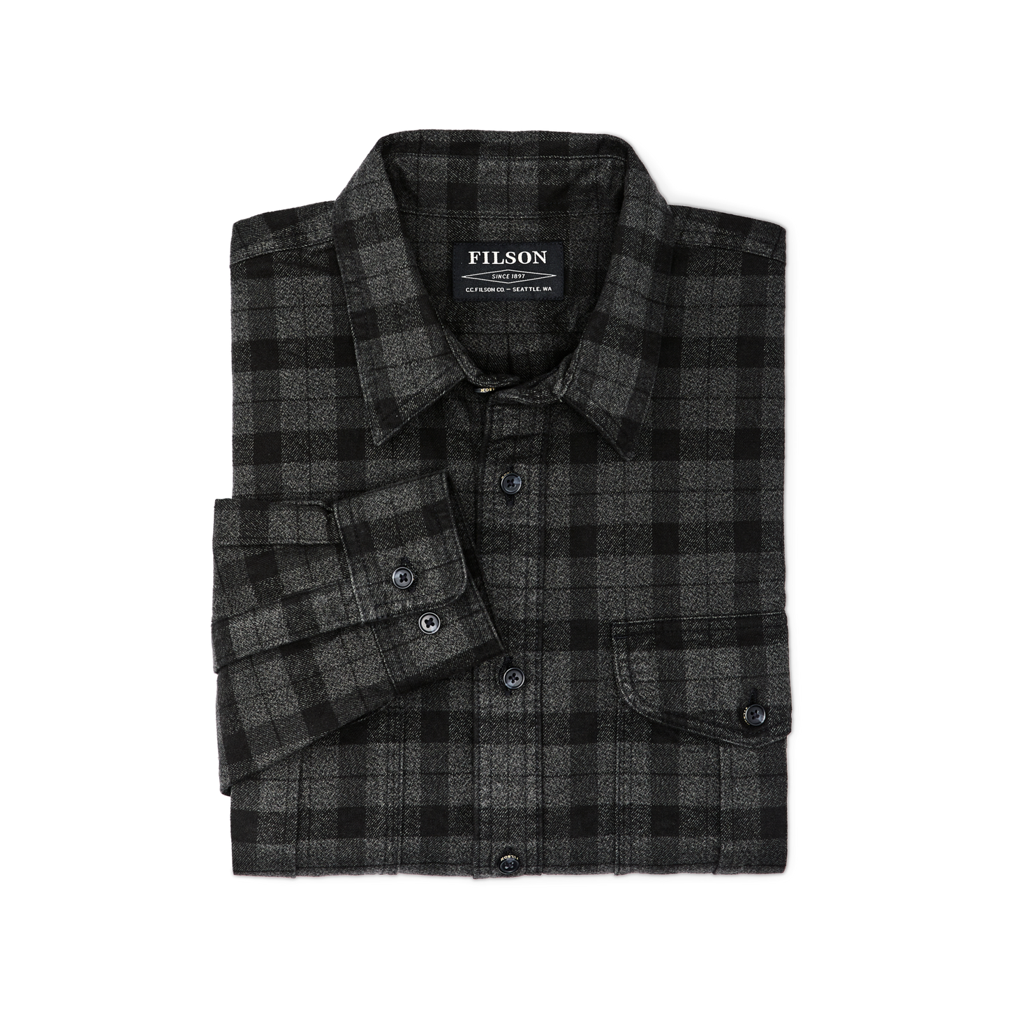 Alternate view of the Filson Alaskan Guide Shirt - Heather Gray/black Plaid