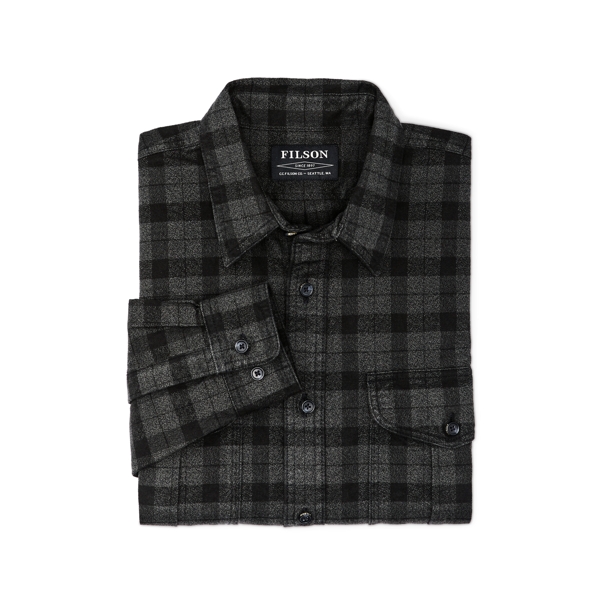 Alternate view of the Filson Alaskan Guide Shirt - Heather Gray/black Plaid