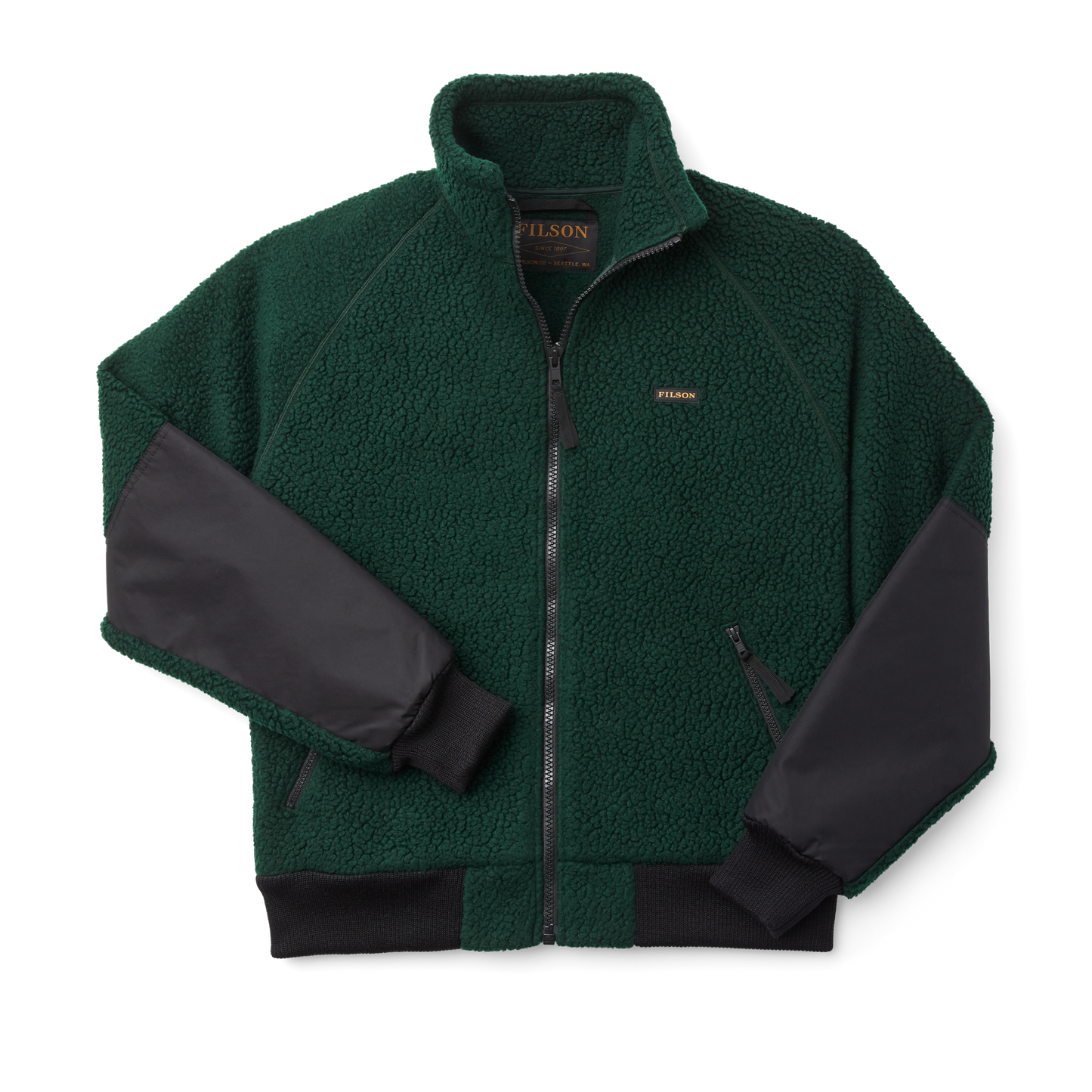 Front-facing image of the Filson Sherpa Fleece Jacket - Fir