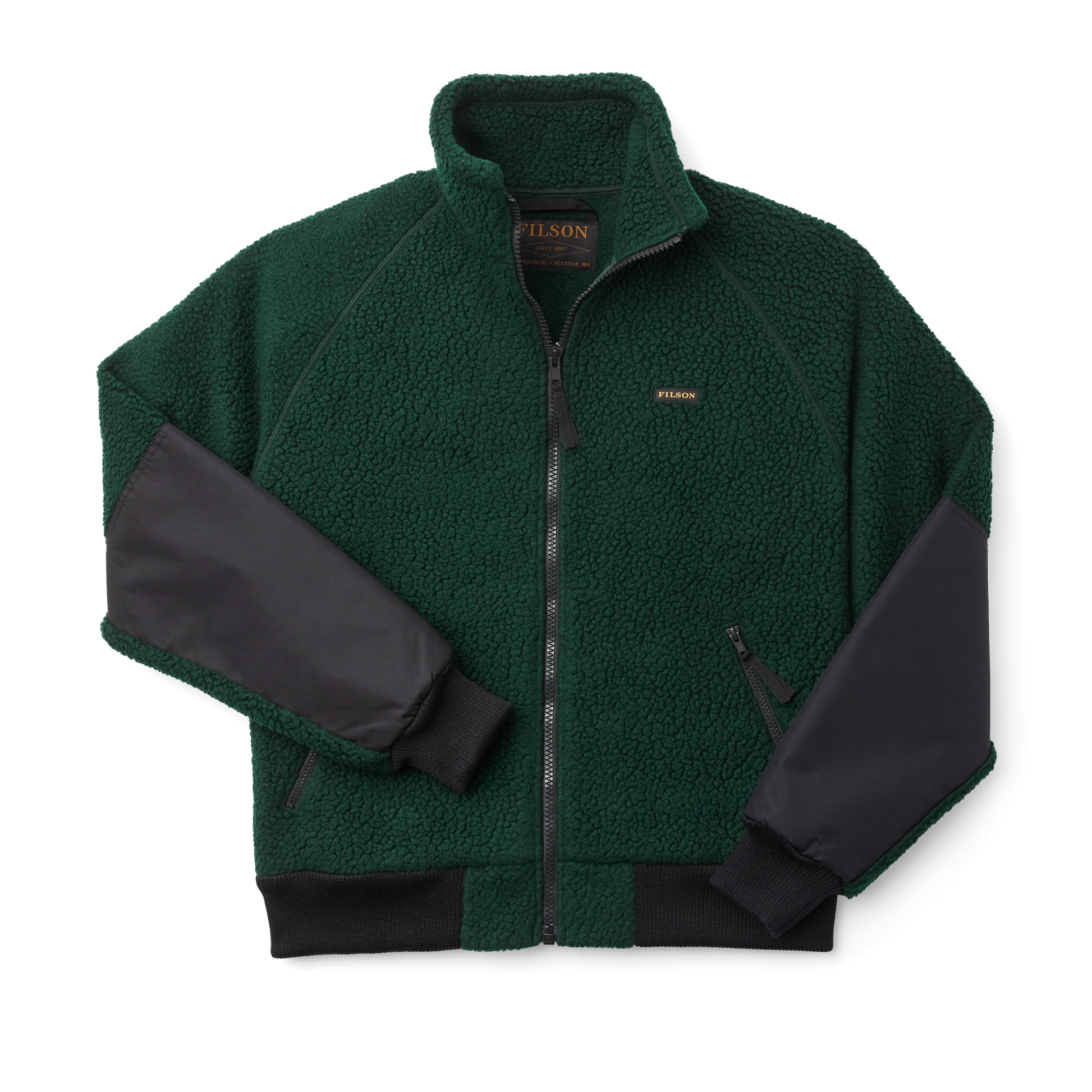 Front-facing image of the Filson Sherpa Fleece Jacket - Fir